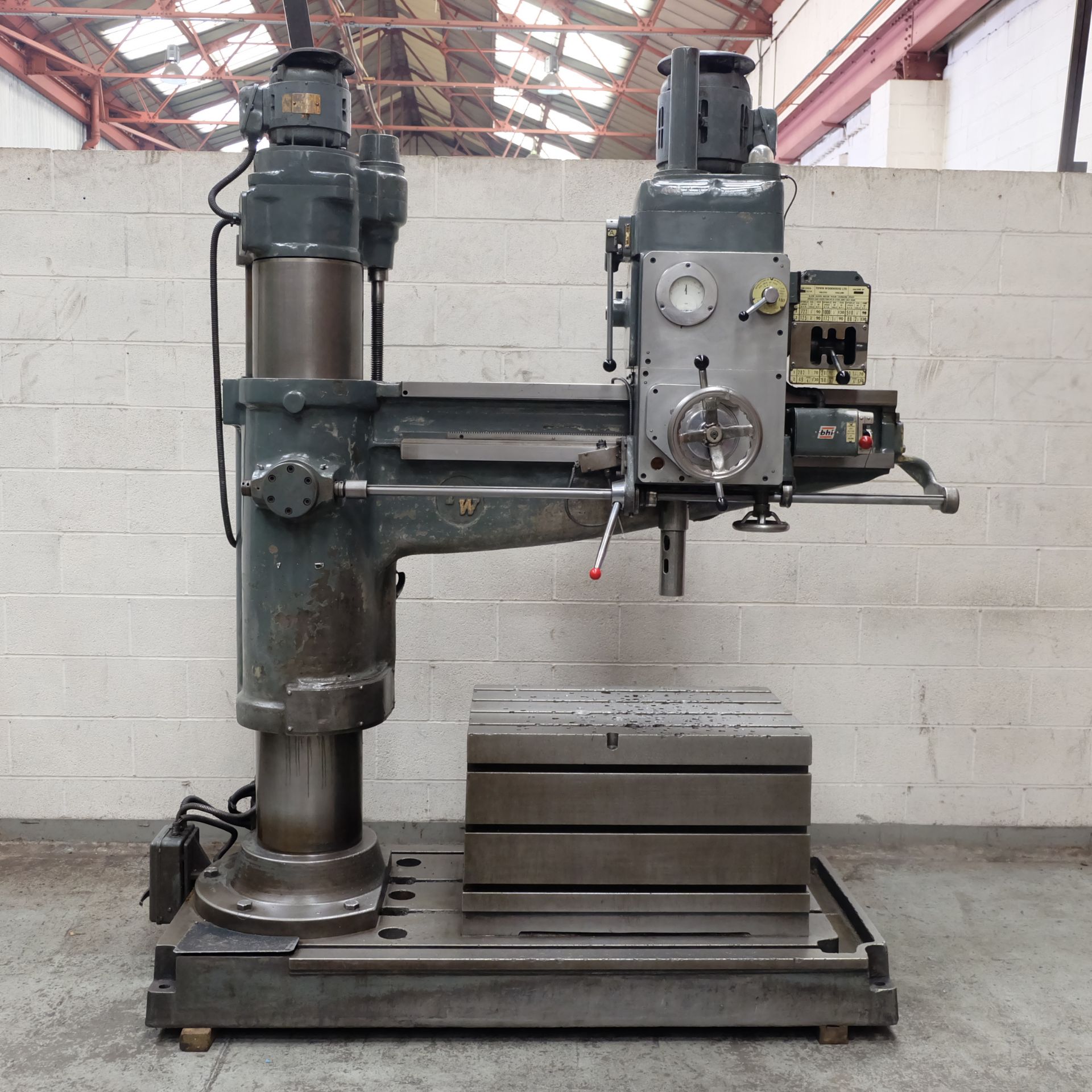 A Town Woodhouse 4ft 6in Radial Arm Drill, Spindle