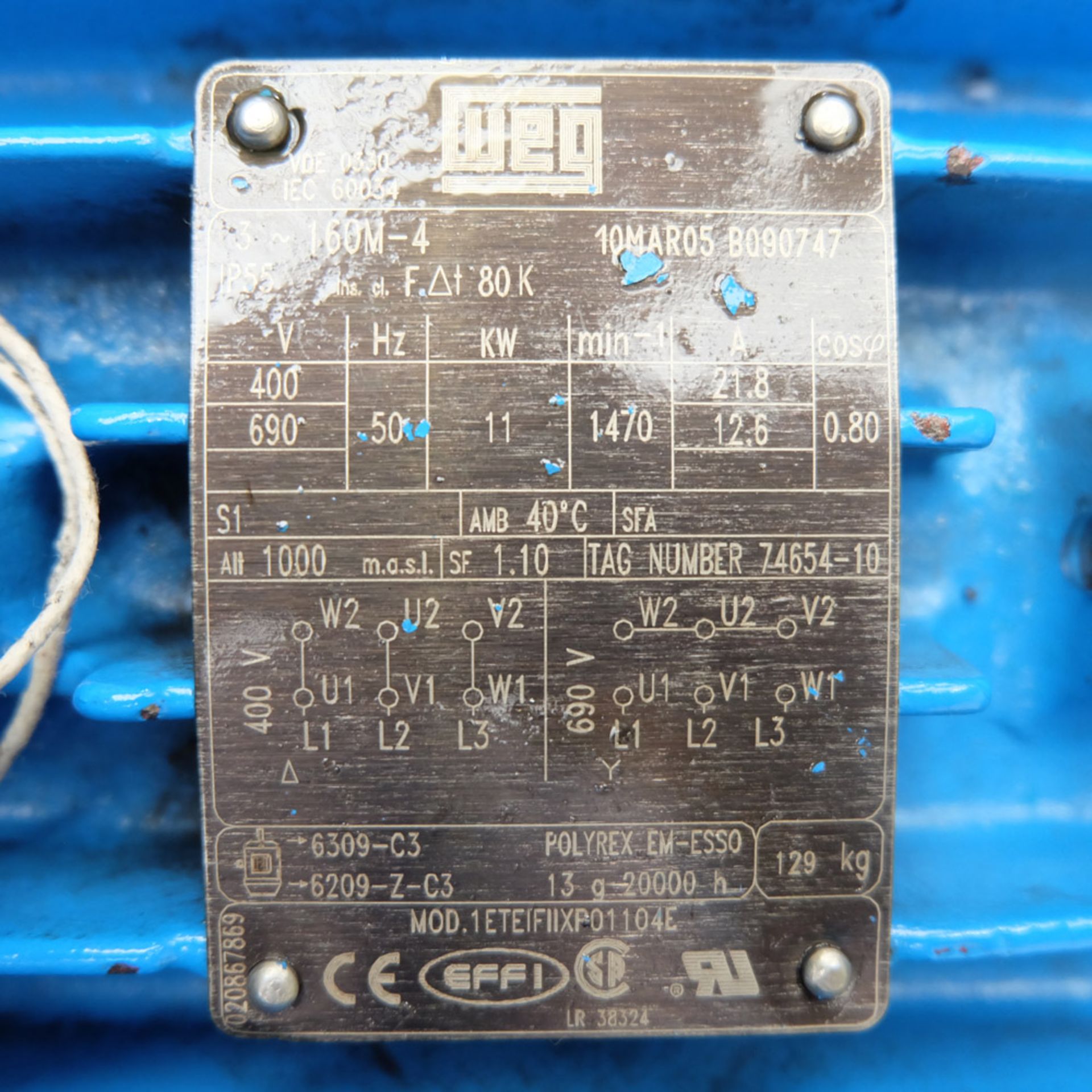 A HYDROVANE Type HV11 Model 711-PSAS08-4035S200 Rotary Air Compressor: Max BAR 9, Motor 11kW, Flow - Image 6 of 7