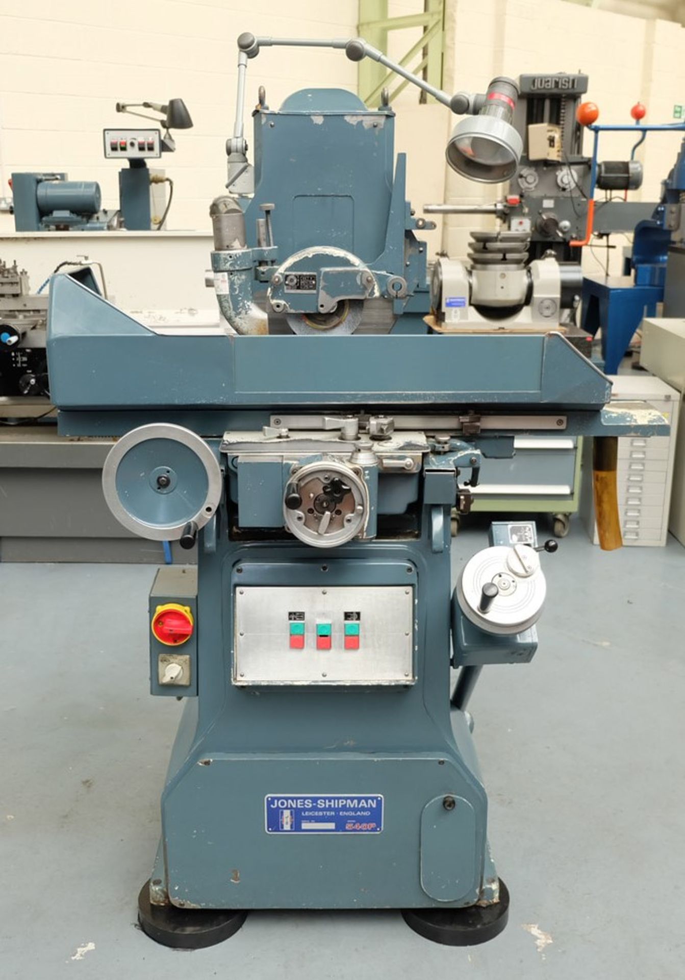 A JONES and SHIPMAN 540P Surface Grinder: Capacity 18in x 6in, Power Rise and Fall.
