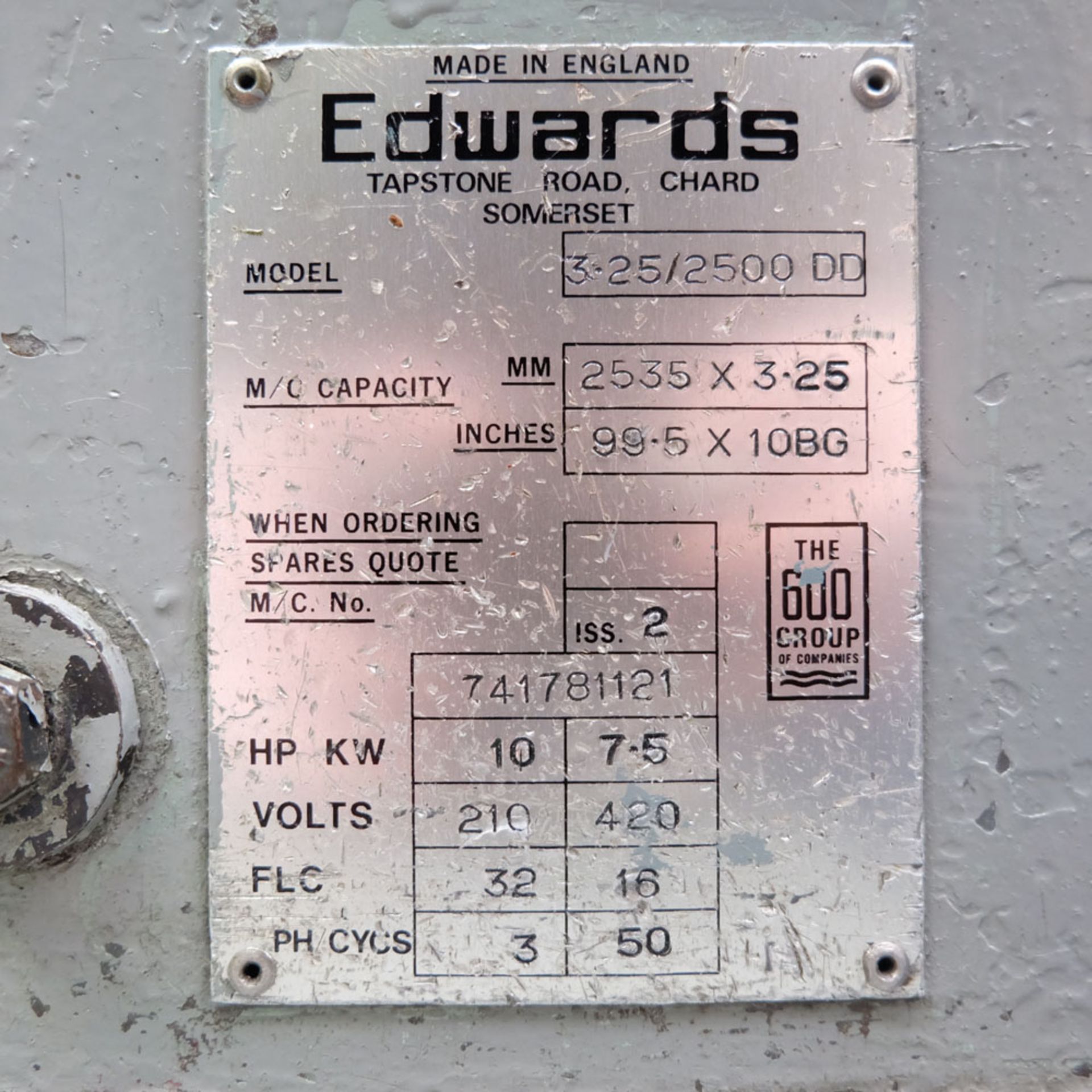 A EDWARDS Truecut Model 3.25/2500DD Power Guillotine: Capacity 2535mm x 3.25mm, Blade Gap - Image 5 of 5