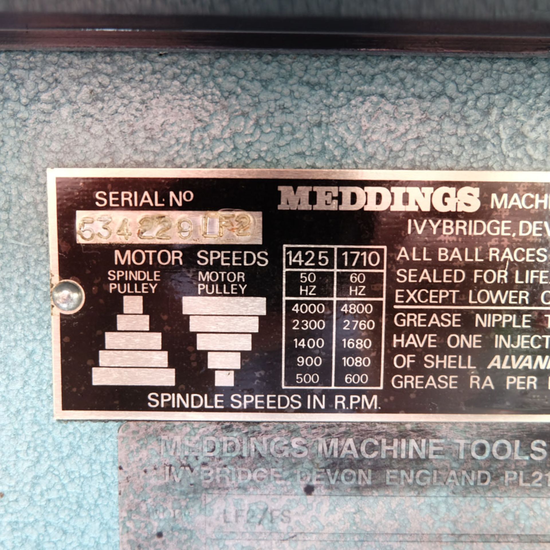 A MEDDINGS Type LF2/FS Pillar Drill, Speeds 500-4000rpm, Table 13in x 13in, Throat 7in. - Image 4 of 6