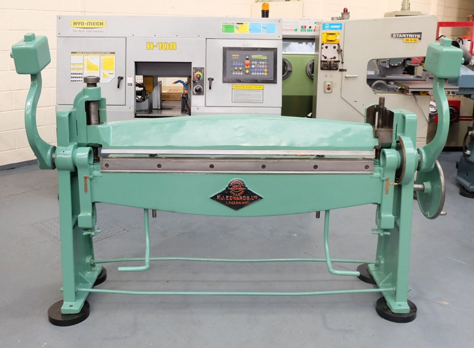 An FJ EDWARDS HIGH LIFT Manual Sheet Metal Folding Machine: Capacity 60in x 14SWG.