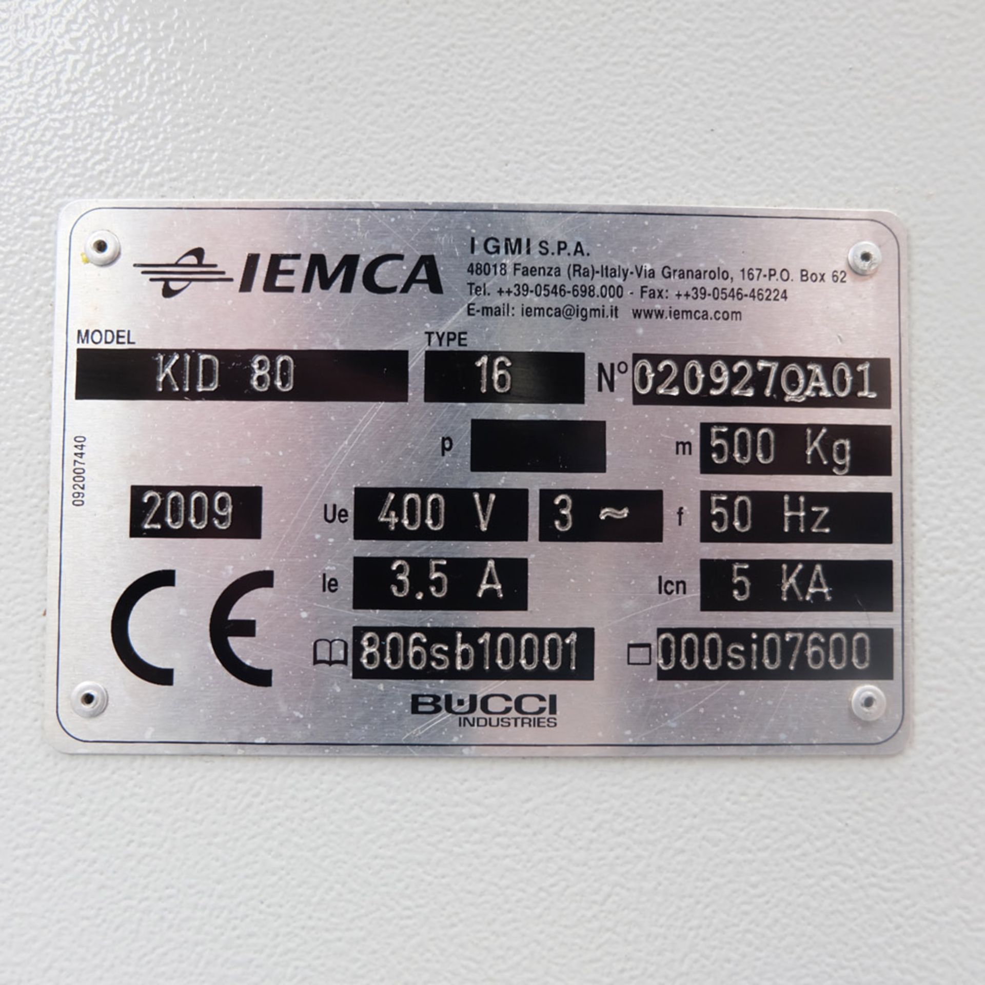 An IEMCA TYPE 16 MODEL KID 80 Short Bar Magazine Bar Feeder with Siemens TD200 Controls (2009). - Image 7 of 9