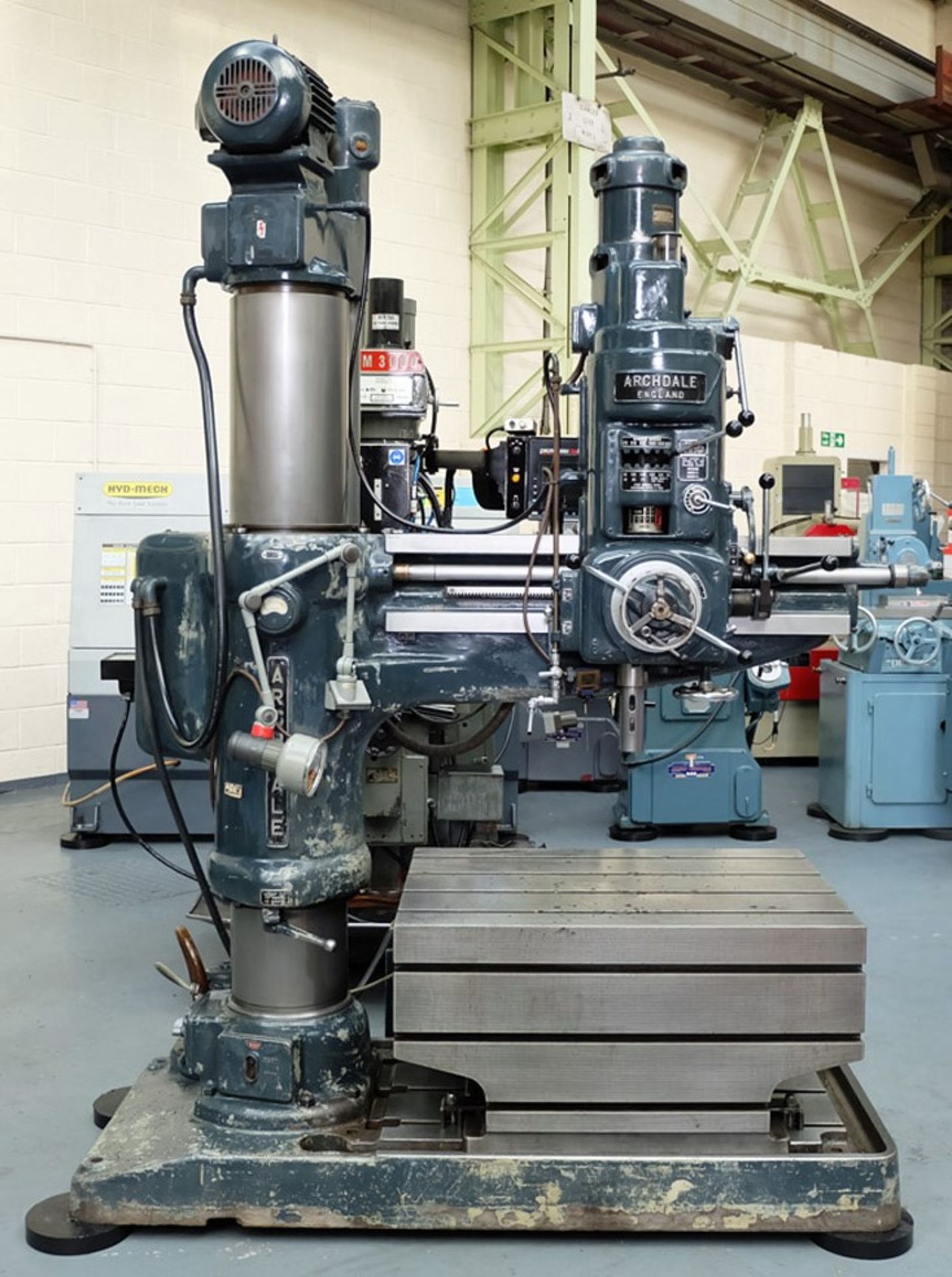 An ARCHDALE 3ft 6in Radial Arm Drill: 2in Drilling Capacity, Spindle Taper No.4 Morse, Box Table