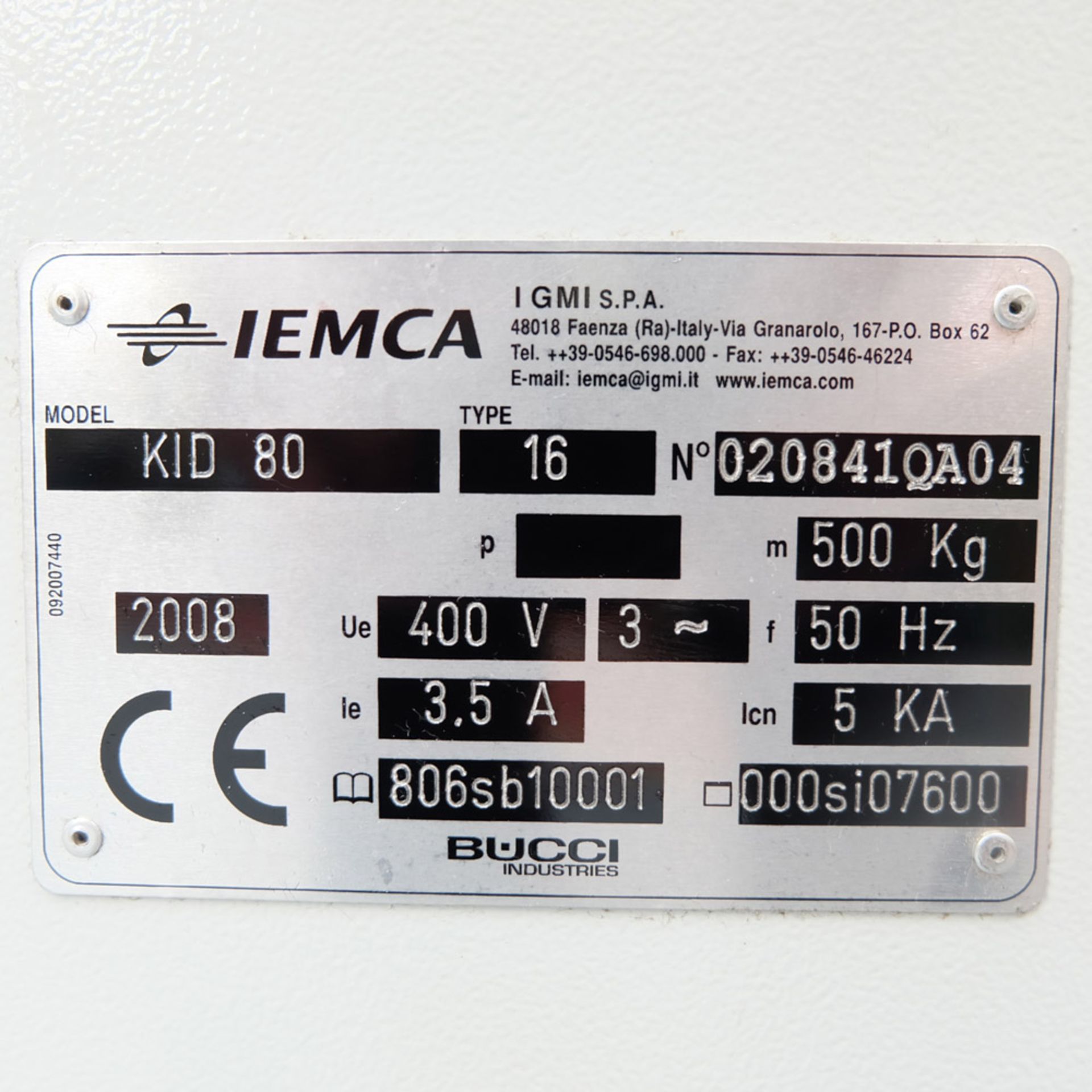 An IEMCA TYPE 16 MODEL KID 80 Short Bar Magazine Bar Feeder with Siemens TD200 Controls (2008). - Image 7 of 11