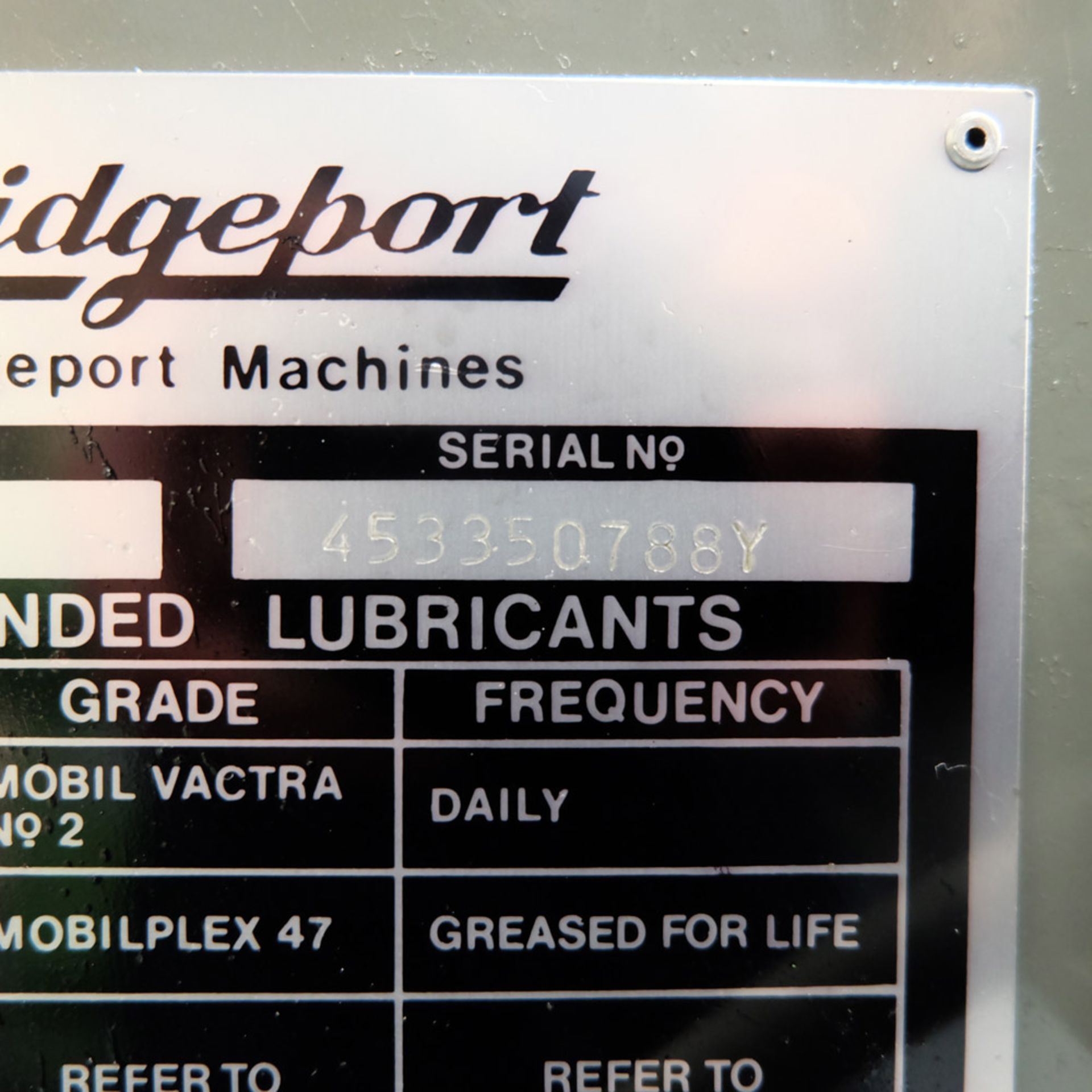 A BRIDGEPORT Series I 2HP Varispeed Turret Milling Machine, Spindle Taper R8, Spindle Speeds 50- - Image 10 of 11