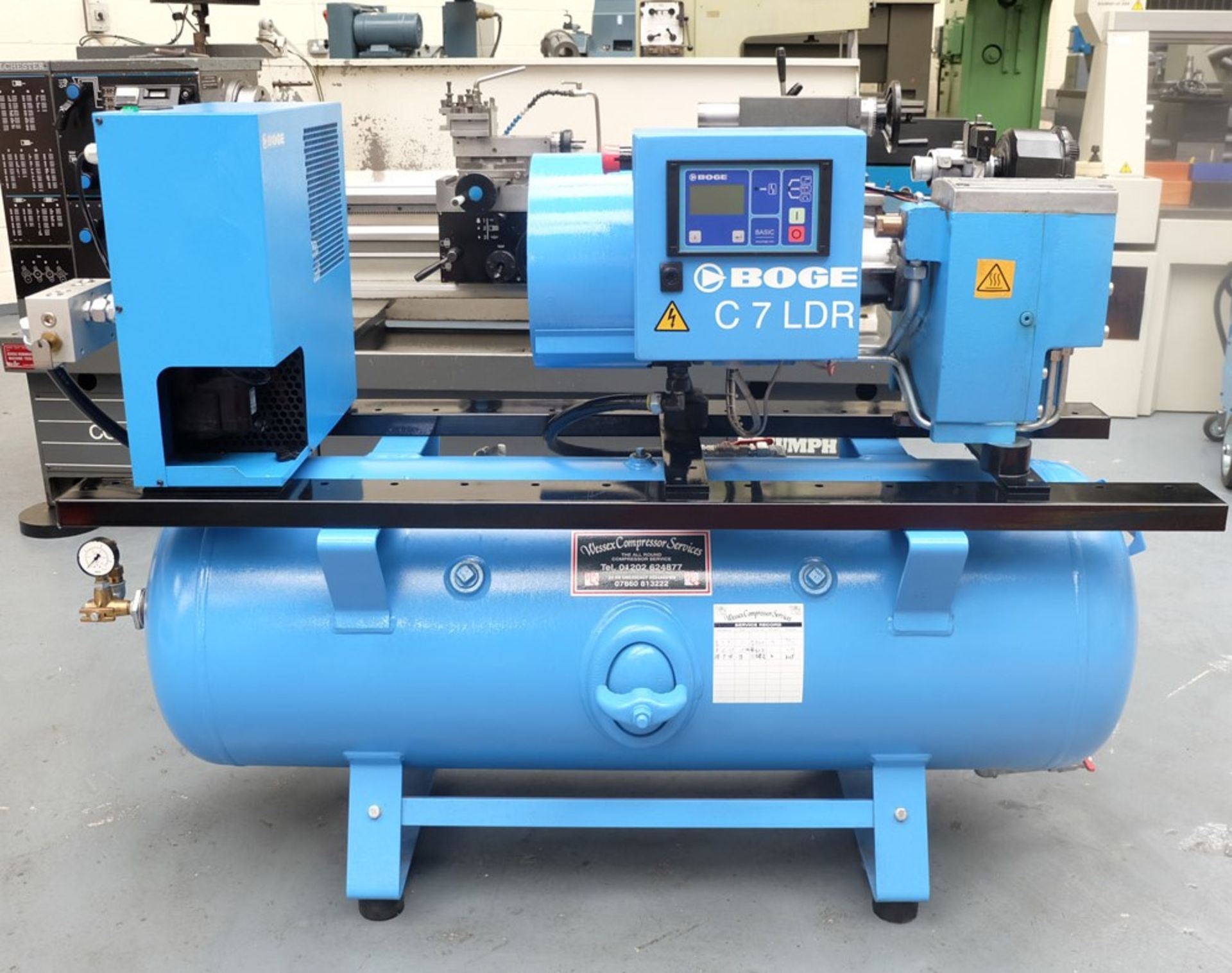 A BOGE Type C7 LDR-270 Receiver Mounted Rotary Screw Air Compressor: Flow Rate 0.728 m/min, Max