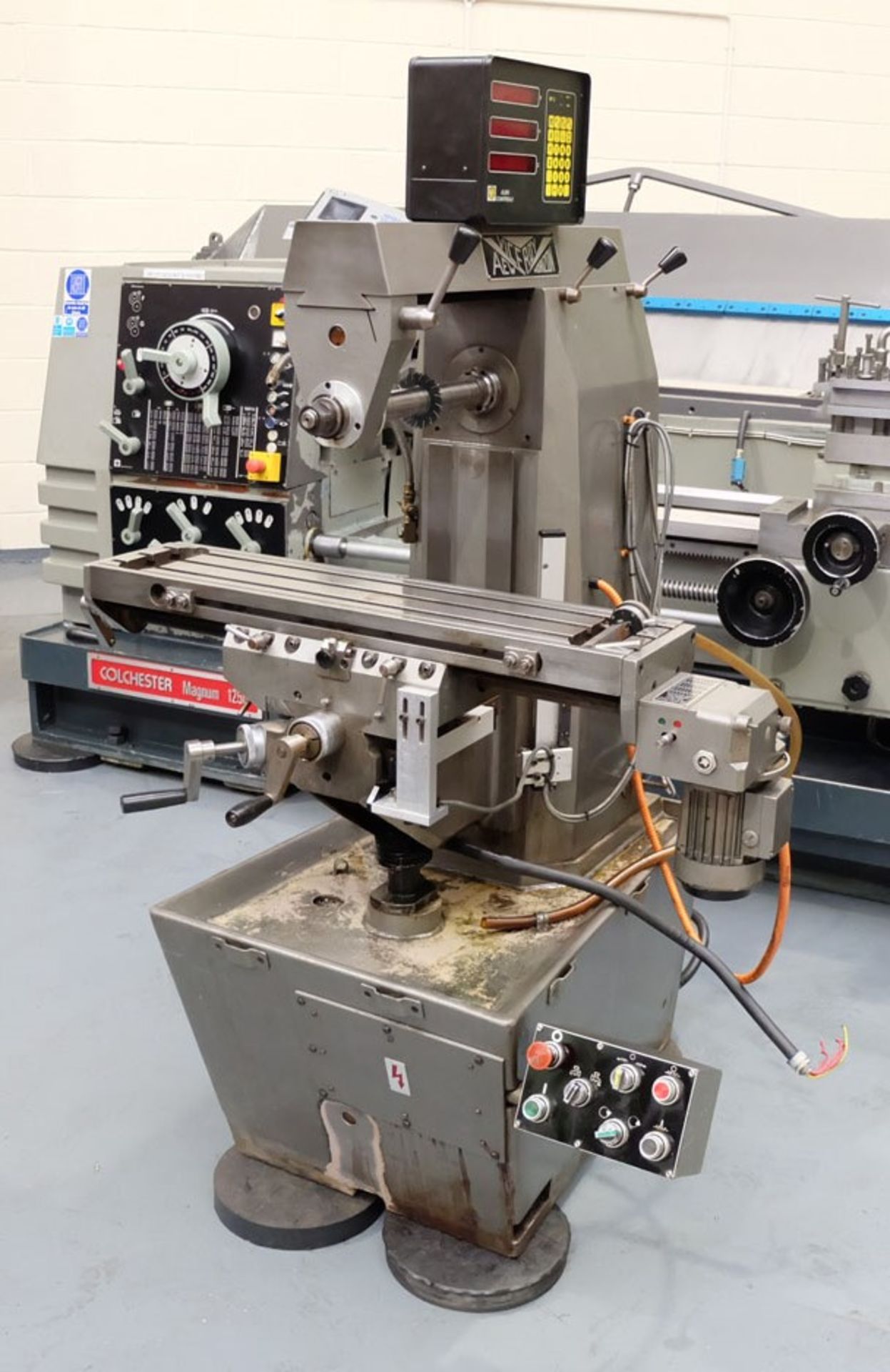 An AEW VICEROY HORIZON Horizontal Milling Machine: Table 35in x 8in, Power Feed in X Axis, Spindle