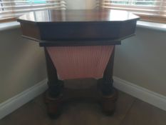 Antique Rosewood Sewing Table With Drawer 28 inches tall