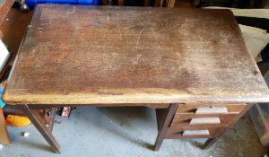Antique Vintage Oak Desk With Side Drawers NO RESERVE
