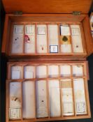 Antique Vintage R & J Beck of London Box with Glass Microscope Slides