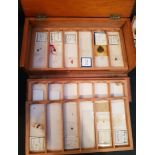 Antique Vintage R & J Beck of London Box with Glass Microscope Slides
