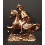 Vintage Retro Gilded Spelter Figure On Horseback