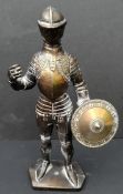 Antique Vintage Solid Brass Figure of a Knight 8 Inches Tall