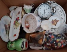 Vintage Retro Banana Box of Assorted Items Includes Animal Figures