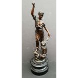 Antique Bronzed Spelter Figure Blacksmith 12 inches tall