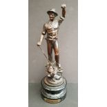 Antique Bronzed Spelter Figure Cornish Miner 12 inches tall