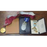 Collection Of 4 Silver And Gilt Masonic Medals, Jewels