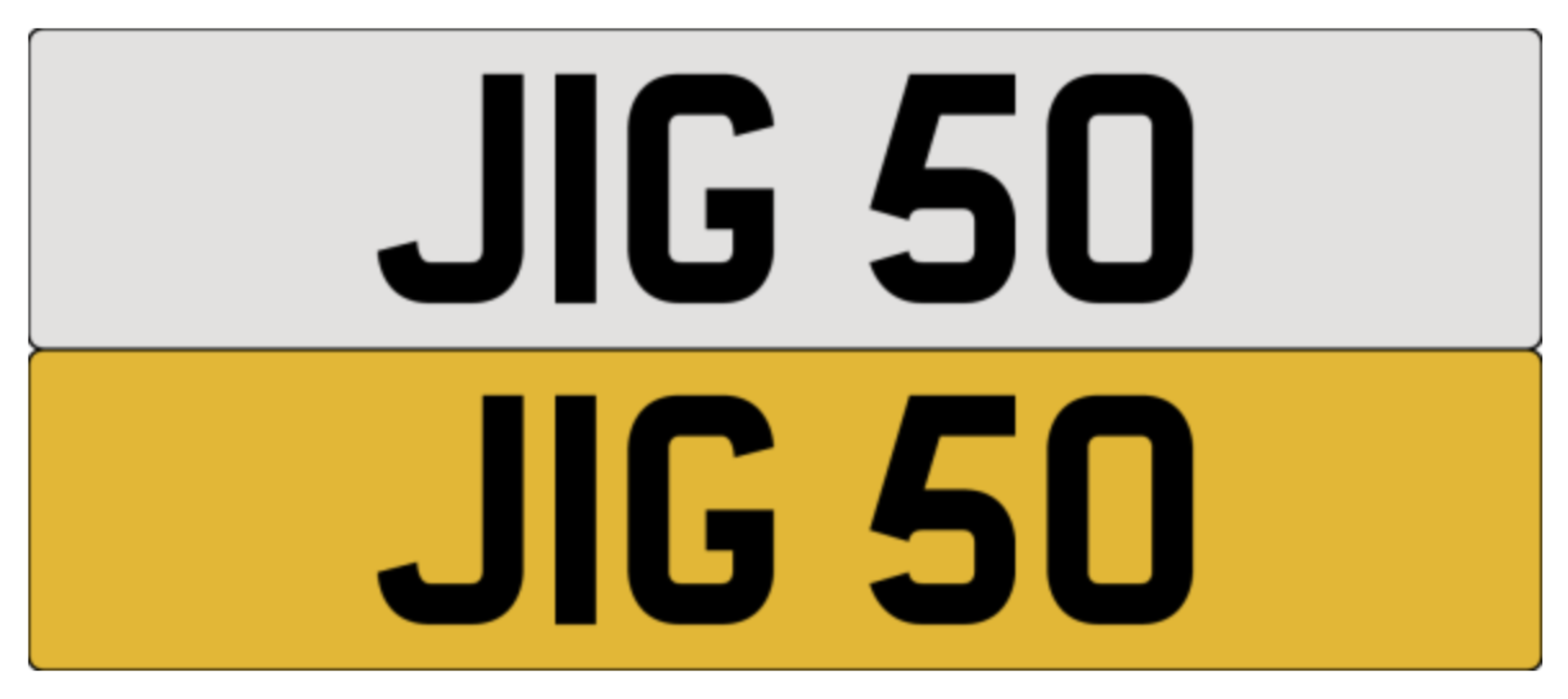 On DVLA retention, ready to transfer JIG 50 .- Please note, VAT applies on the hammer.