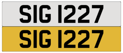 On DVLA retention, ready to transfer SIG 1227 .- Please note, VAT applies on the hammer.