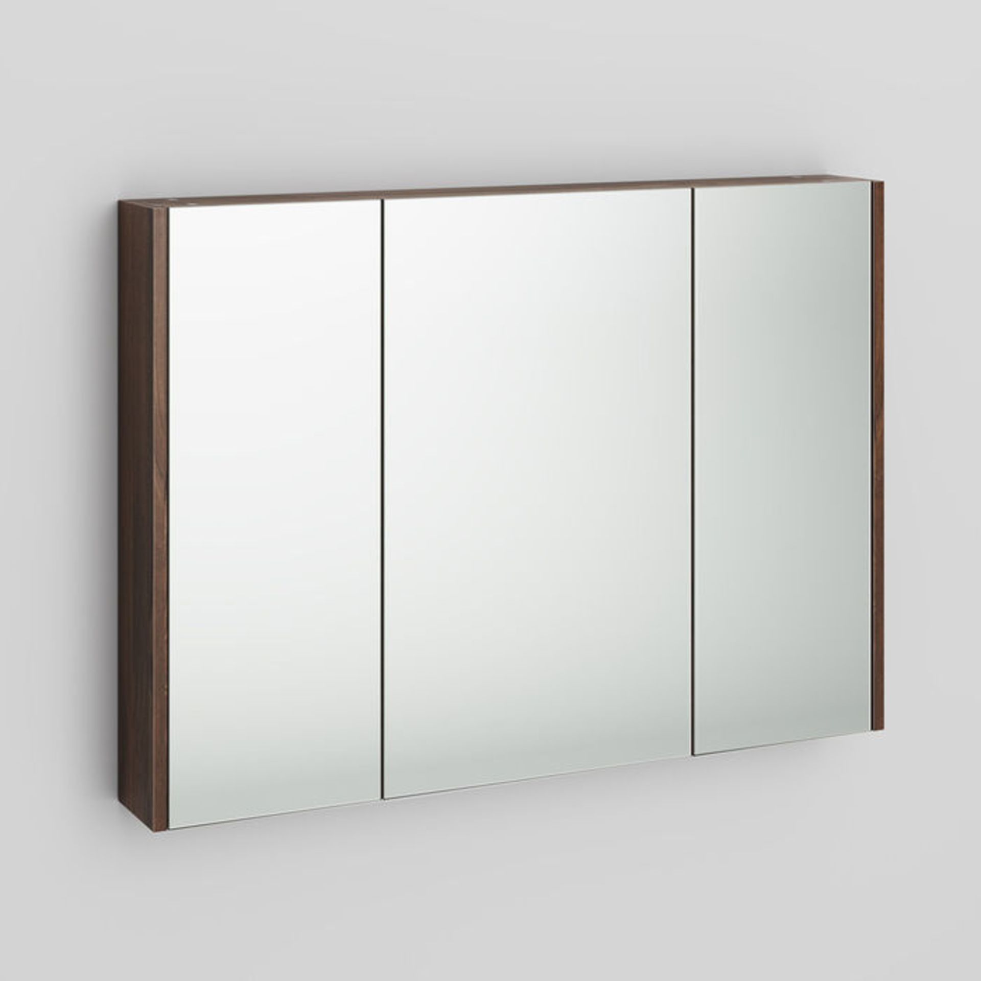 (AL170) 900mm Walnut Effect Triple Door Mirror Cabinet. RRP £229.99.Sleek contemporary design Triple - Image 3 of 4