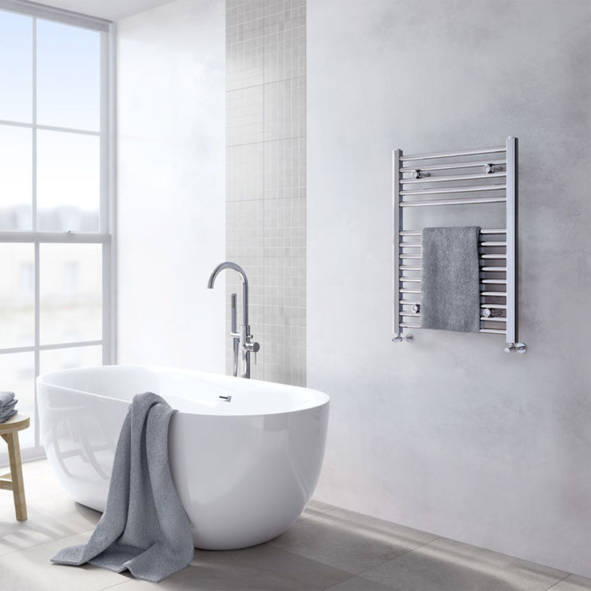 (TA231) 800x600mm - 25mm Tubes - Chrome Heated Straight Rail Ladder Towel Radiator.This premium - Image 4 of 5