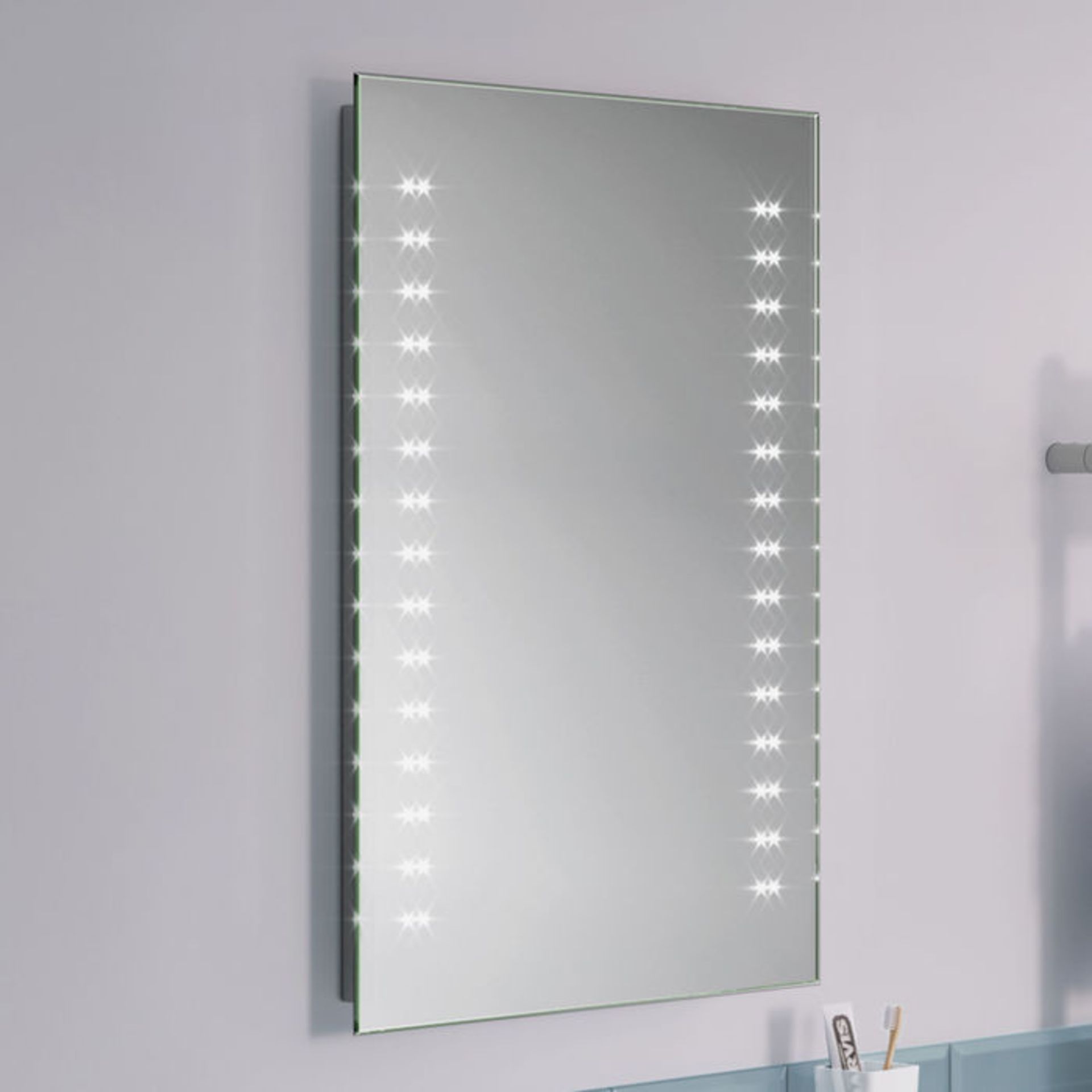 (HS95) 700x500mm Galactic Illuminated LED Mirror - Battery Operated. Energy saving controlled On / - Image 2 of 4