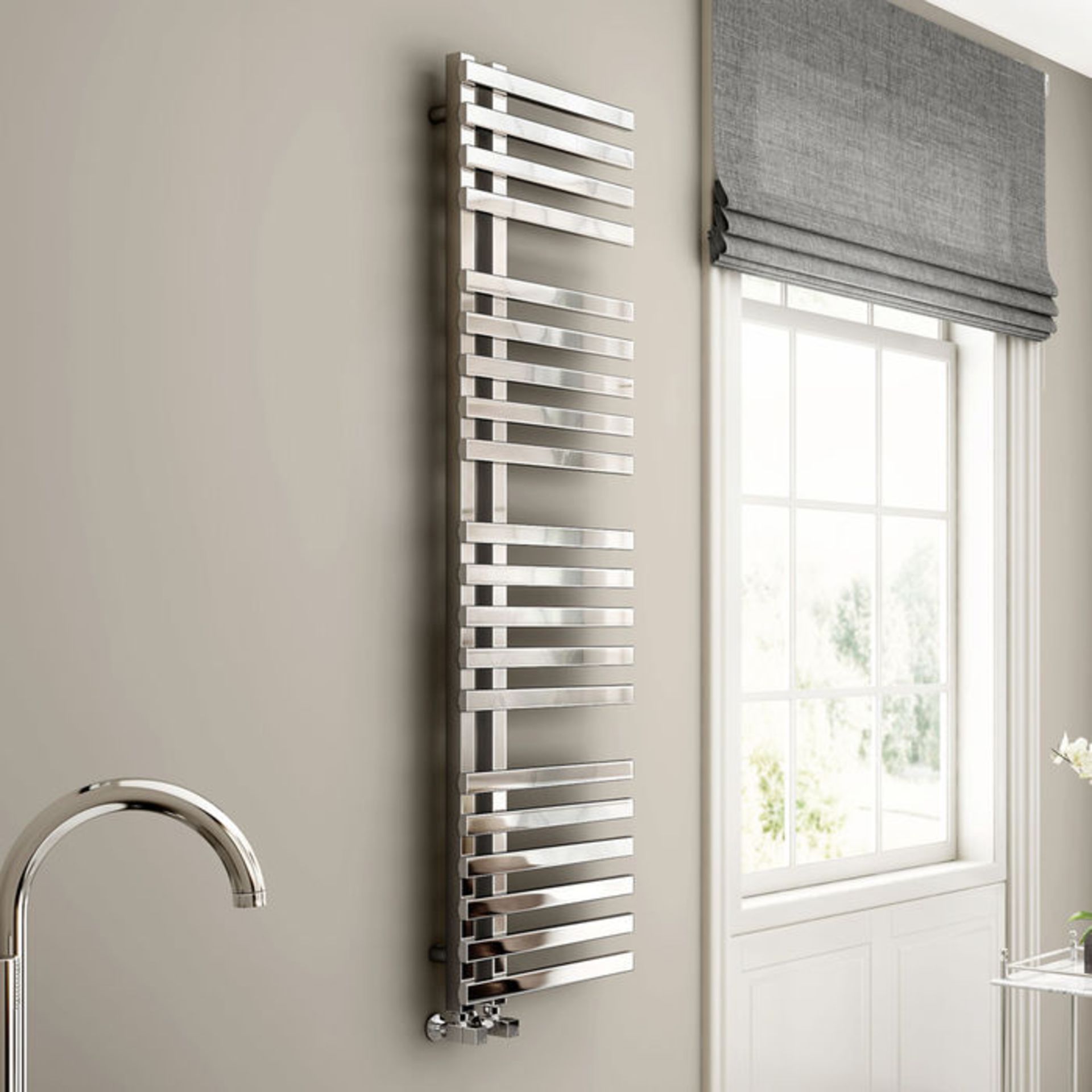 (NY166) 1600x450mm Chrome Designer Towel Radiator -Square Rail. RRP £724.99. Enjoy the convenient - Image 2 of 4