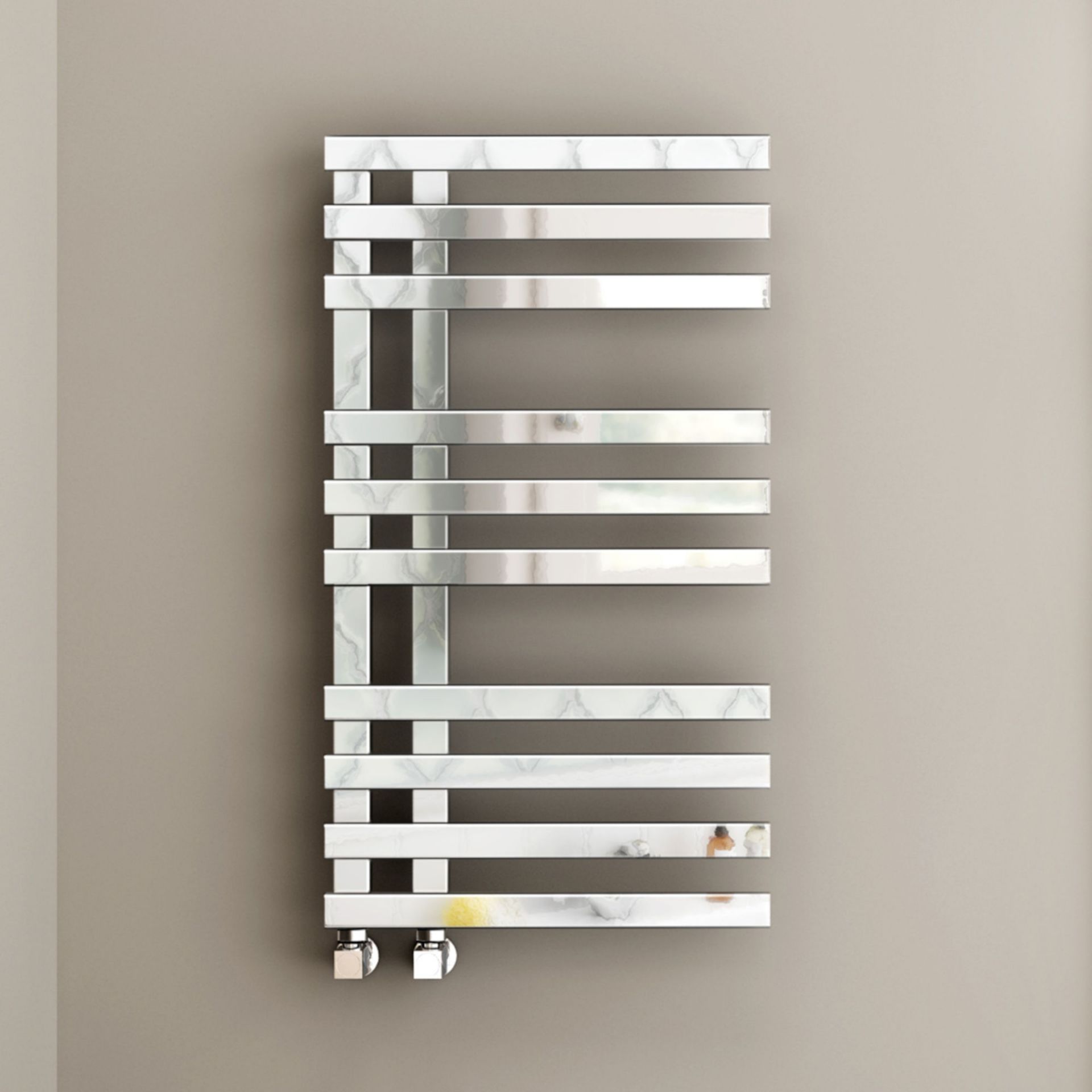 (NY219) 800x450mm Chrome Designer Towel Radiator -Square Rail. Enjoy the convenient dual use of a