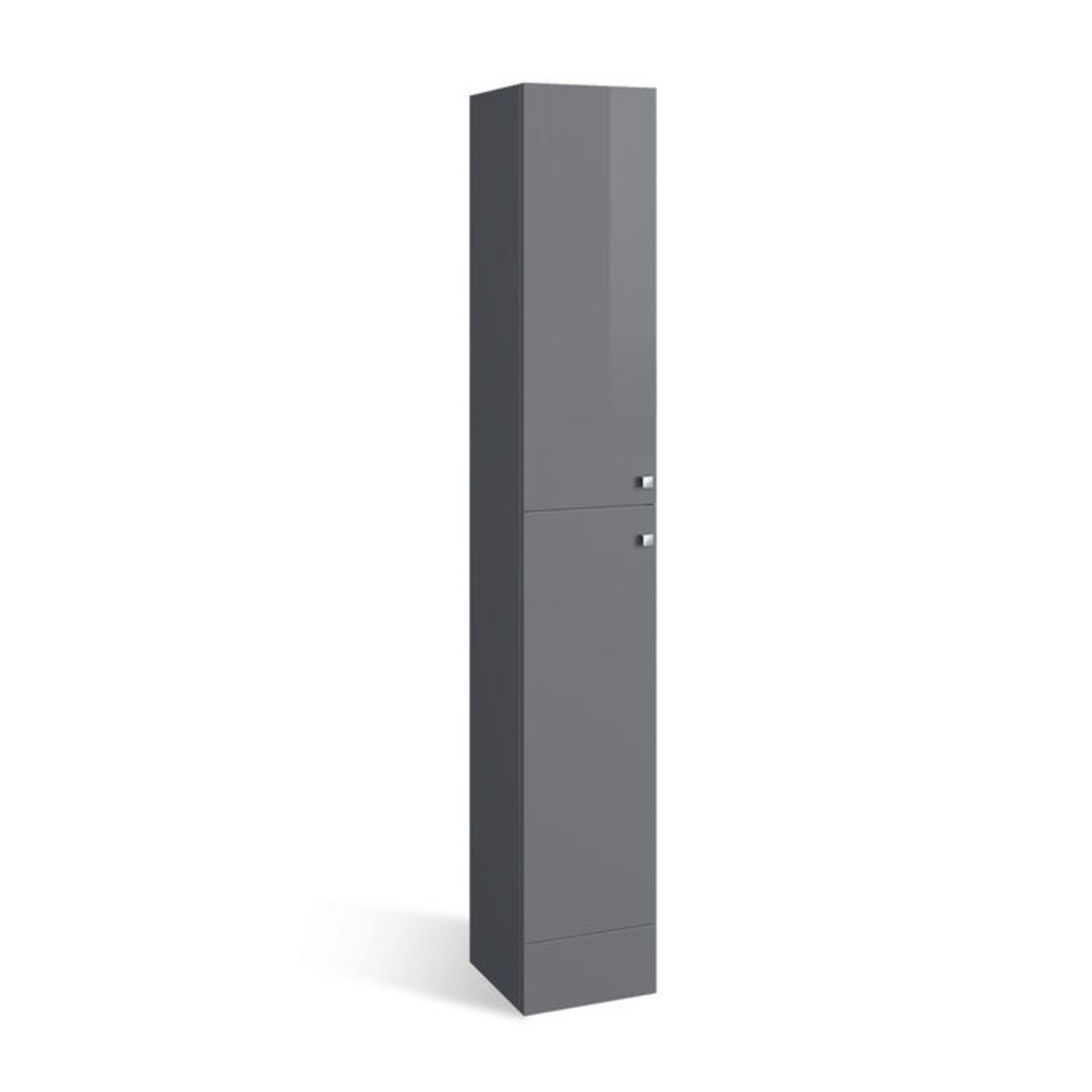 (NY77) 1900x300mm Harper Gloss Grey Tall Storage Cabinet - Floor Standing. RRP £199.99. Our tall - Image 4 of 5