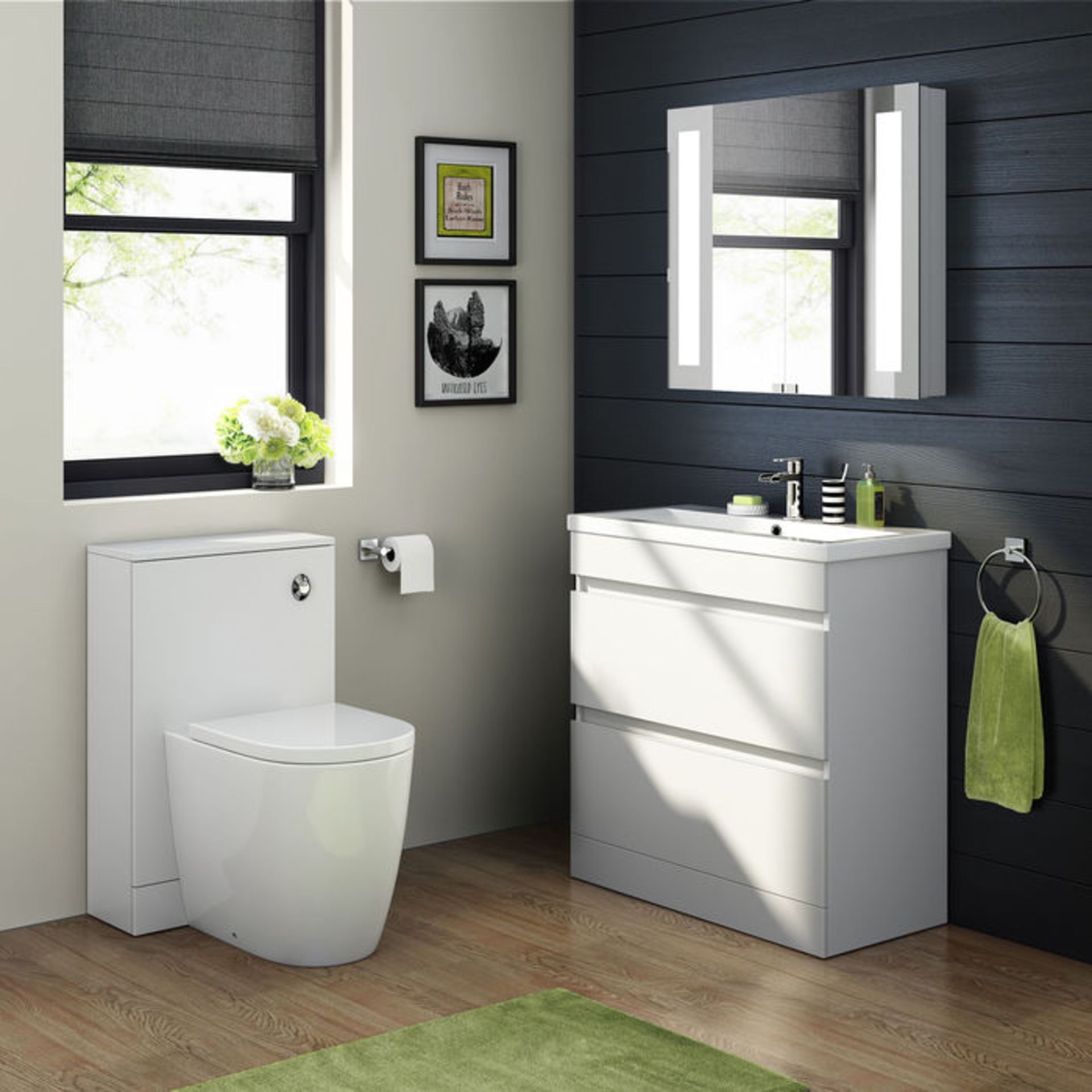 (XM185) 800mm Trent High Gloss White Double Drawer Basin Cabinet - Floor Standing. RRP £499.99. - Image 4 of 4