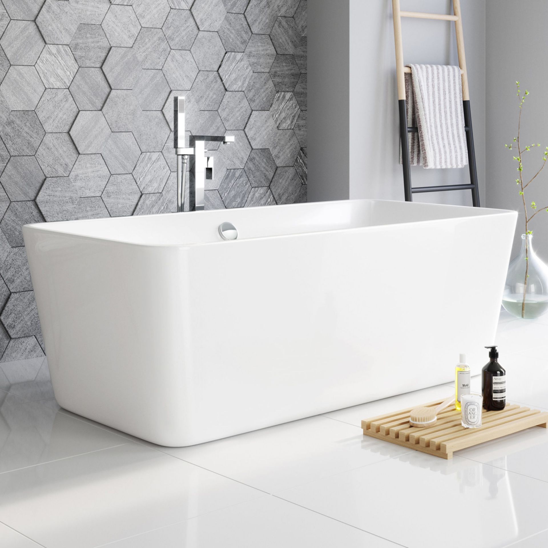 (XM4) 1700mmx845mm Skyla Freestanding Bath. Visually simplistic to suit any bathroom interior