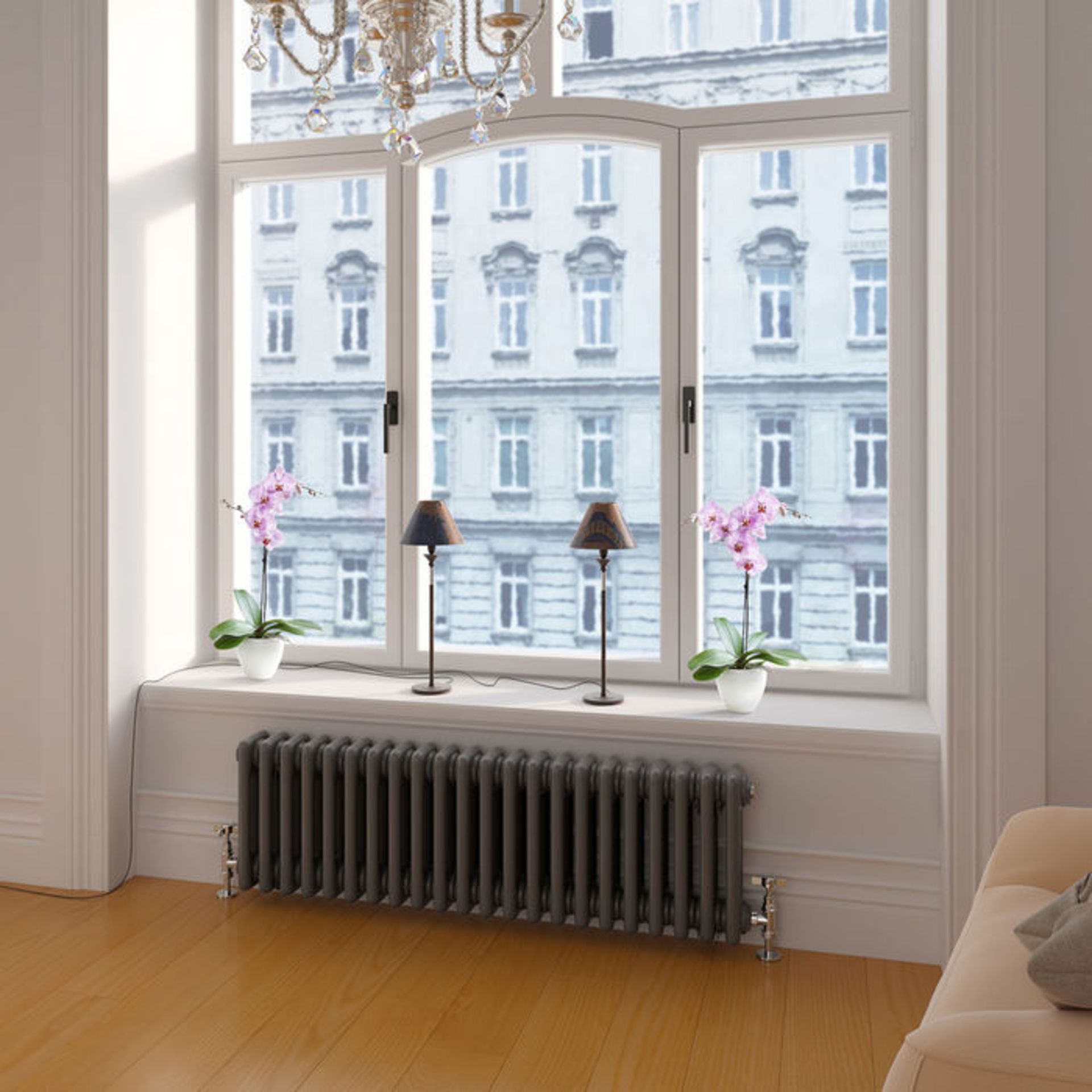 (AL210) 300x1008mm Anthracite Triple Panel Horizontal Colosseum Traditional Radiator. RRP £474.99. - Image 2 of 3