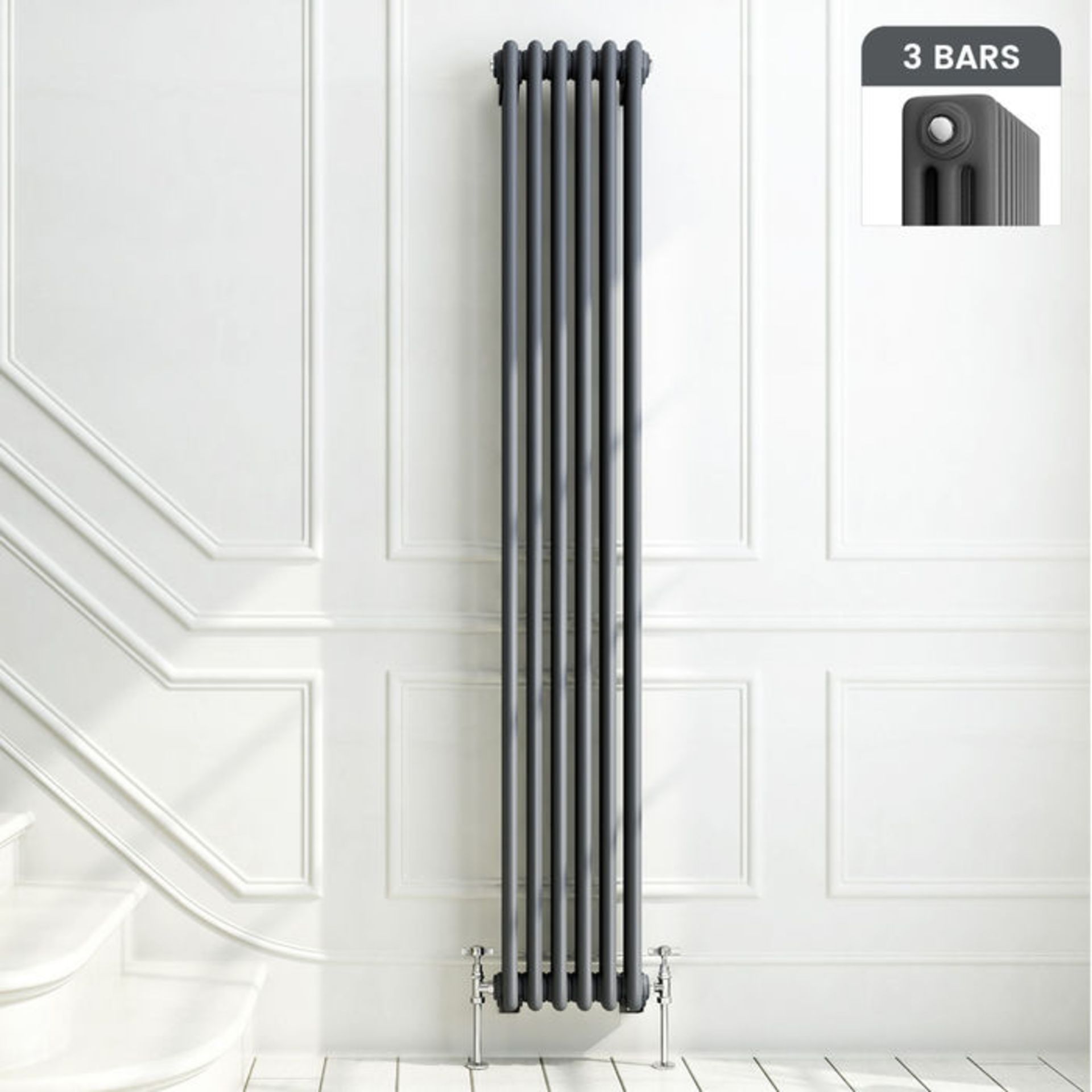 (HS55) 1800x290mm Anthracite Triple Panel Vertical Colosseum Traditional Radiator. RRP £409.99. Made