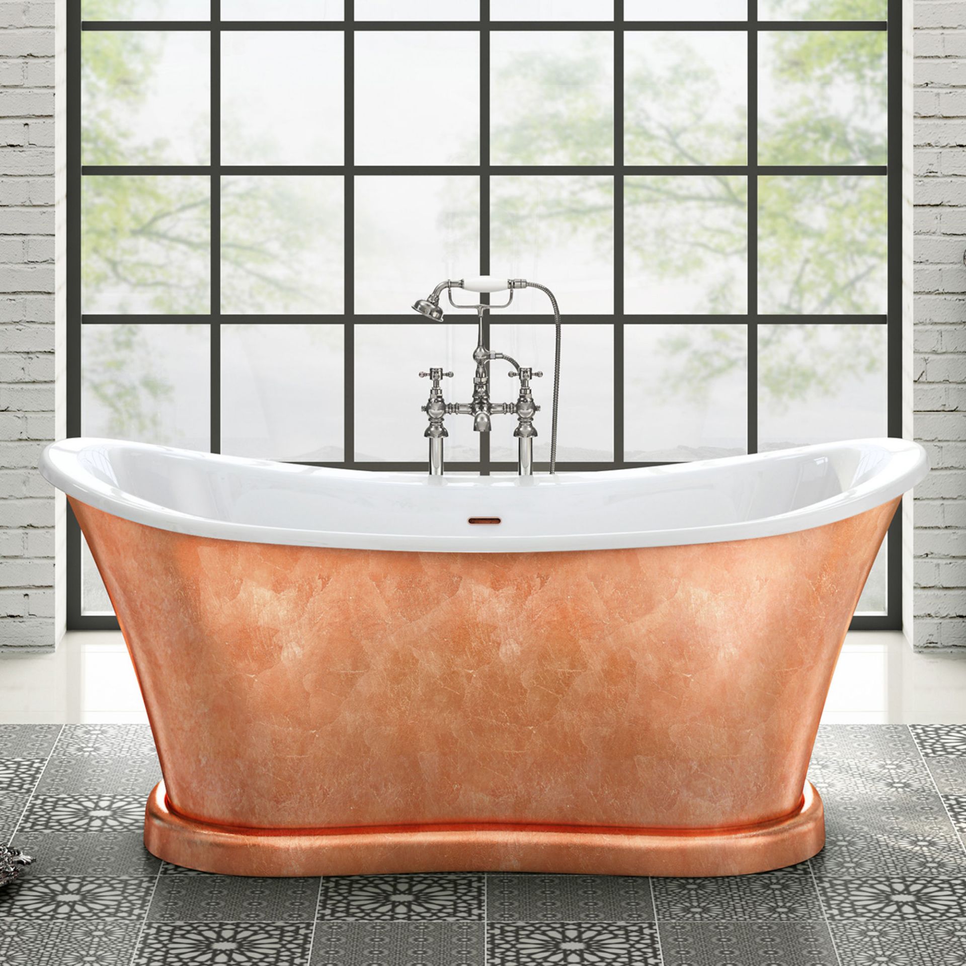 (XM3) 1700mm Sebastian Traditional Roll Top Copper Leaf Bath. Traditional roll top design