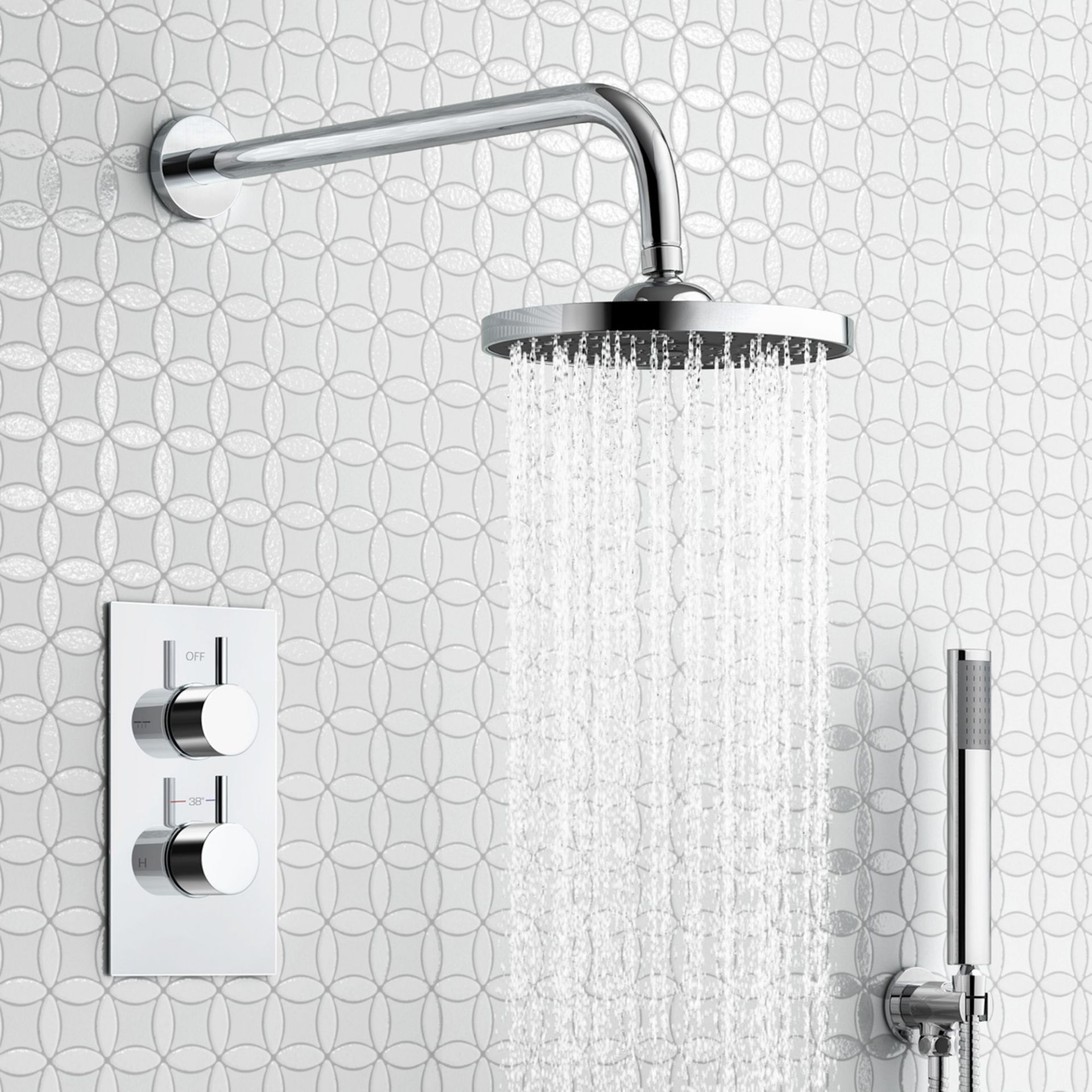 (XM46) Round Concealed Thermostatic Mixer Shower Kit & Medium Head. Family friendly detachable