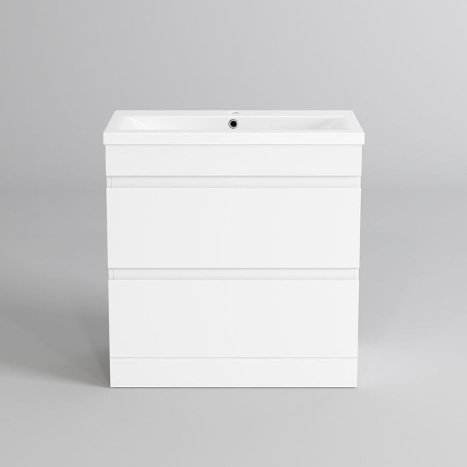 (XM185) 800mm Trent High Gloss White Double Drawer Basin Cabinet - Floor Standing. RRP £499.99. - Image 3 of 4