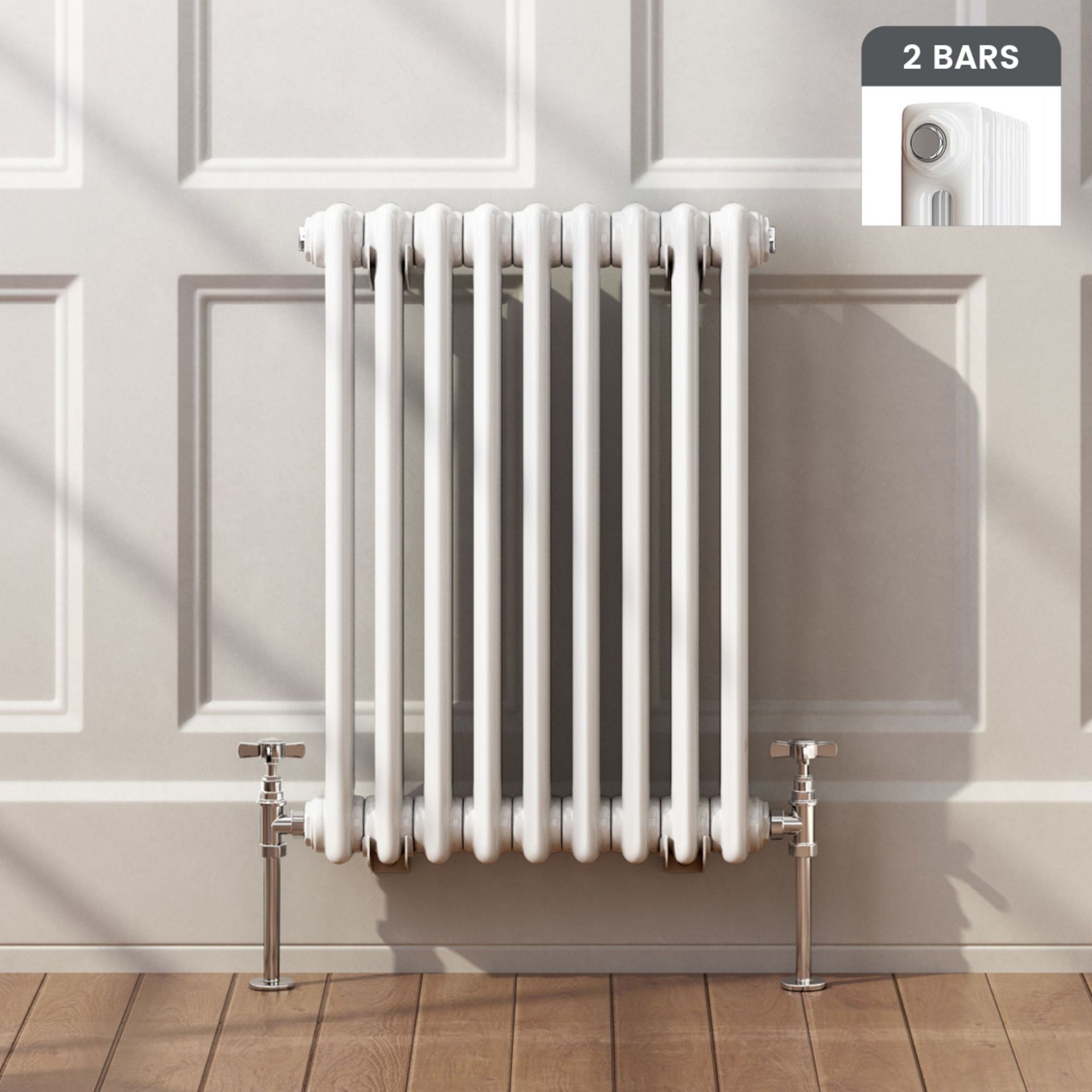 (XM5) 600x420mm White Double Panel Horizontal Colosseum Traditional Radiator. RRP £229.99. Made from