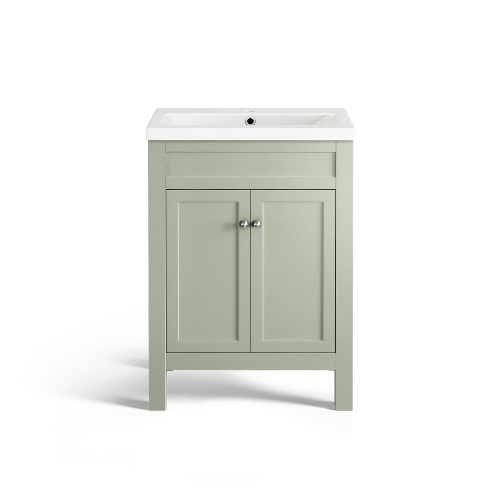 (XM39) 600mm Melbourne Garden Sage Double Door Vanity Unit - Floor Standing. RRP £499.99. Comes - Image 4 of 4