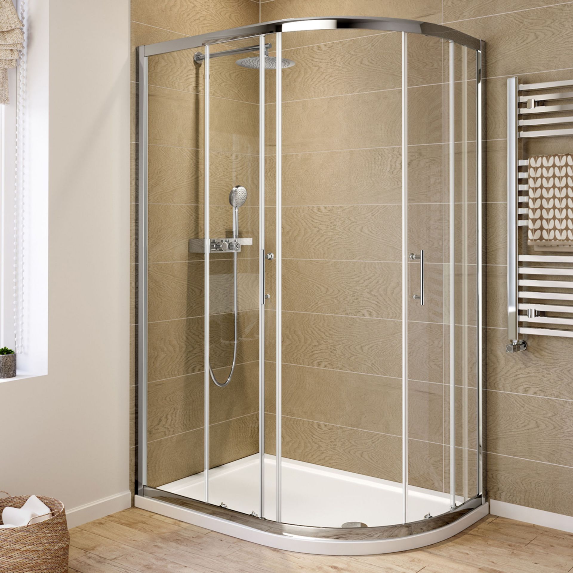 (XM17) 760x900mm - 6mm - Elements Offset Quadrant Shower Enclosure - Reversible. RRP £299.99. Our