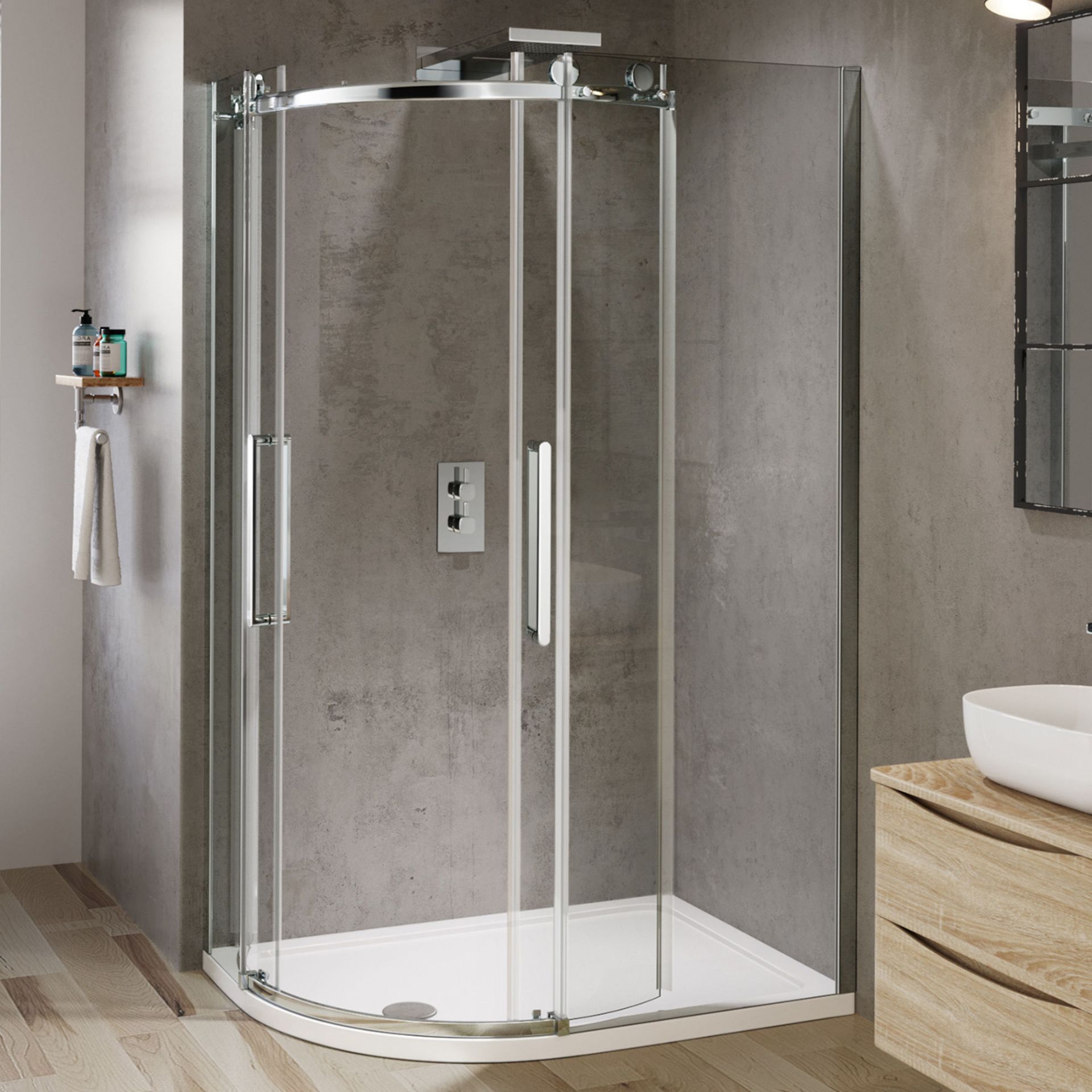 (XM14) 1200x900mm - 8mm - Designer Frameless EasyClean Offset Quadrant Shower Enclosure -