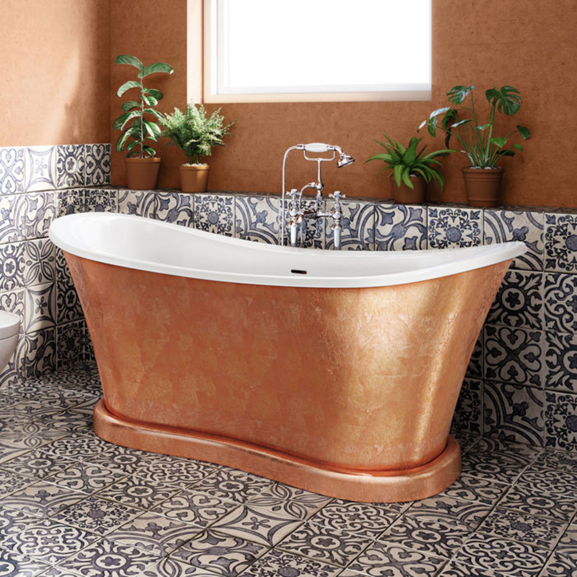 (XM3) 1700mm Sebastian Traditional Roll Top Copper Leaf Bath. Traditional roll top design - Bild 5 aus 6