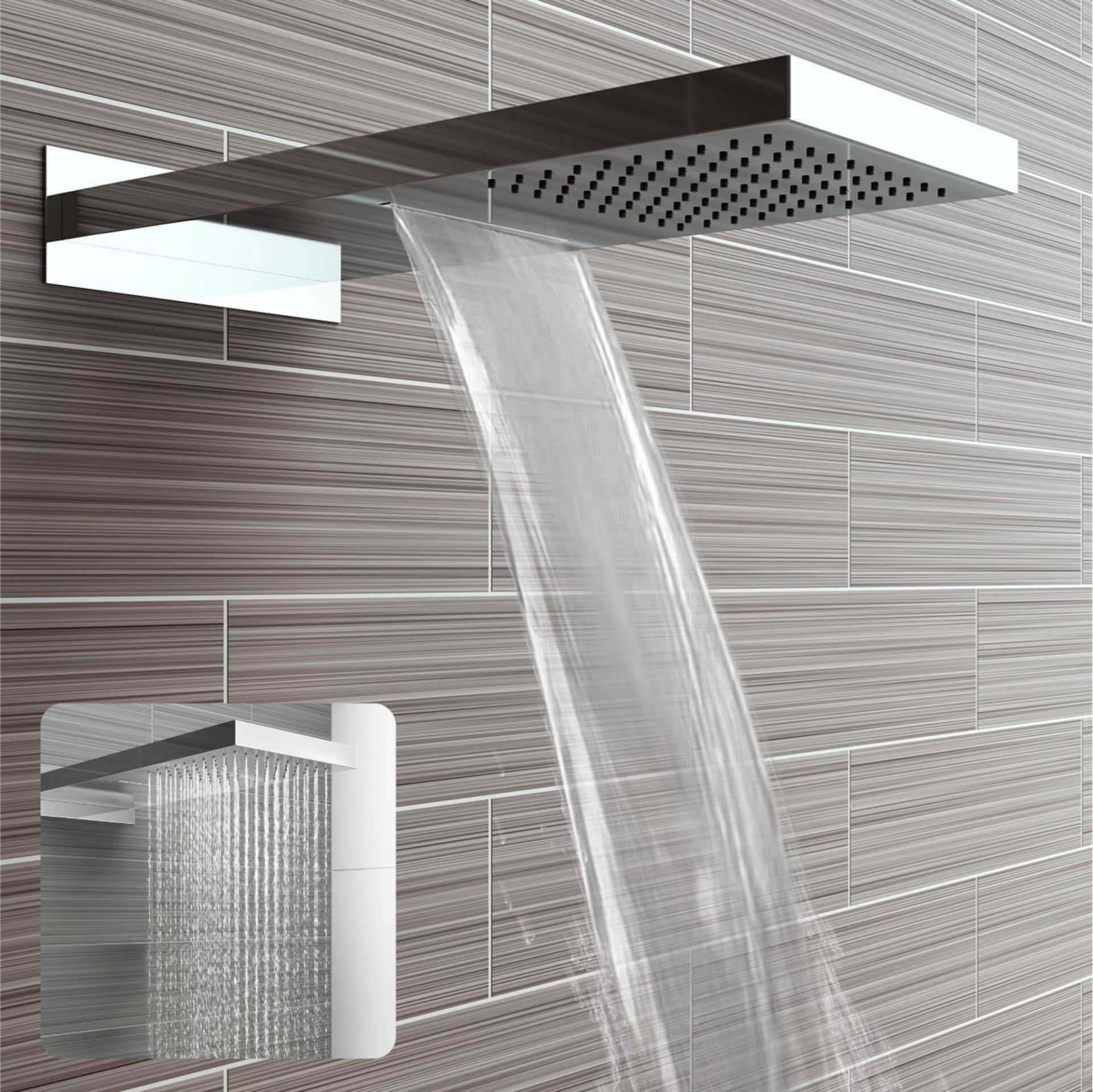 (XM47) Stainless Steel 230x500mm Waterfall Shower Head. RRP £374.99. Dual function waterfall and - Image 2 of 5