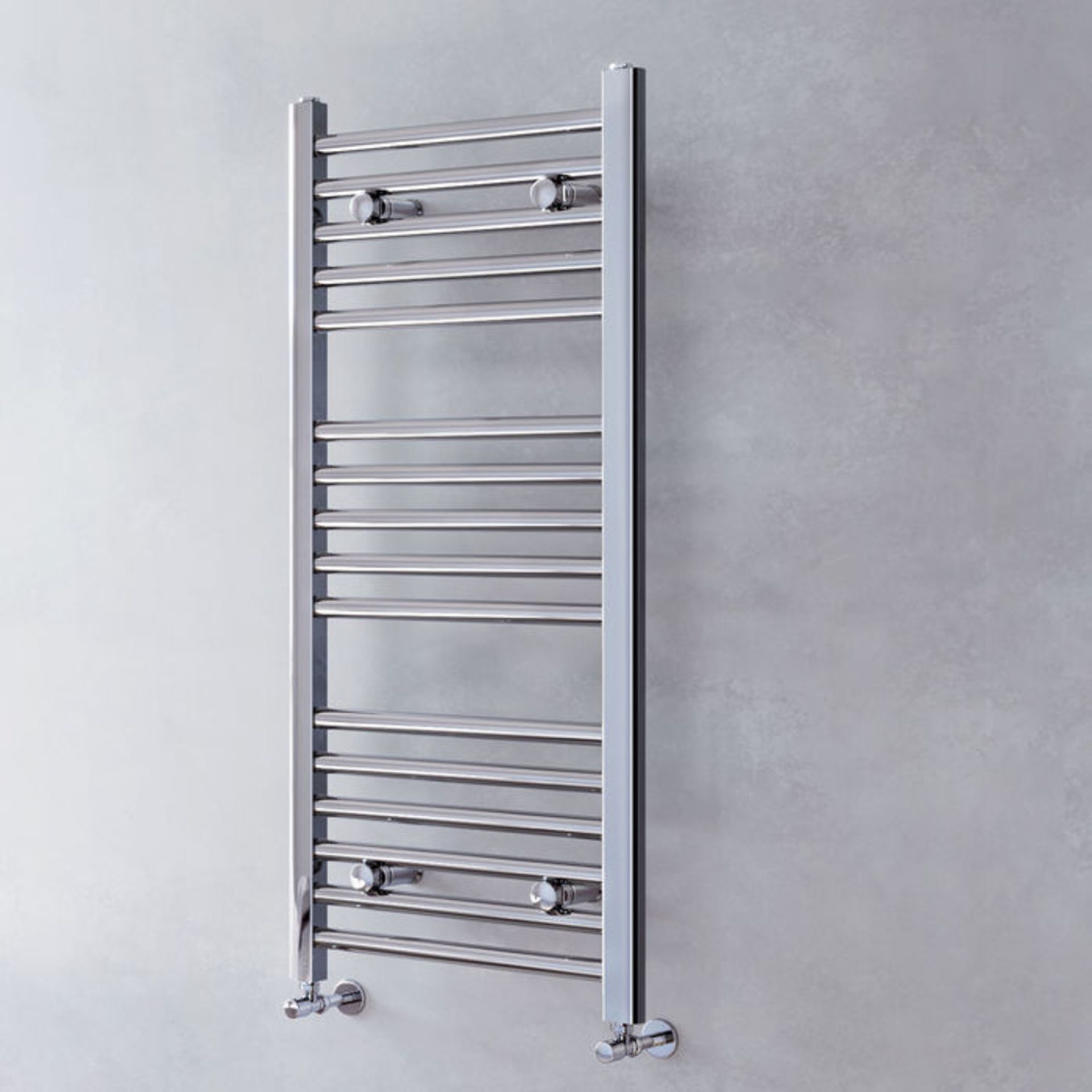 (XM99) 1000x450mm - 25mm Tubes - Chrome Heated Straight Rail Ladder Towel Radiator. This premium - Image 2 of 5