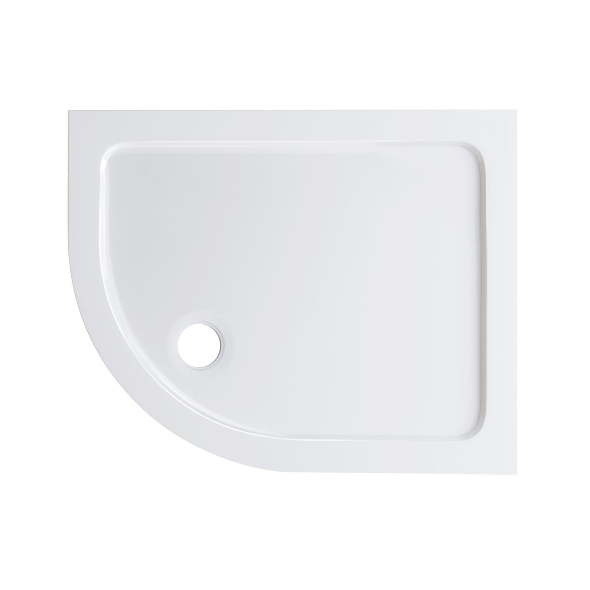 (XM41) 1000x800mm Offset Quadrant Ultra Slim Stone Shower Tray - Left. Low profile ultra slim design