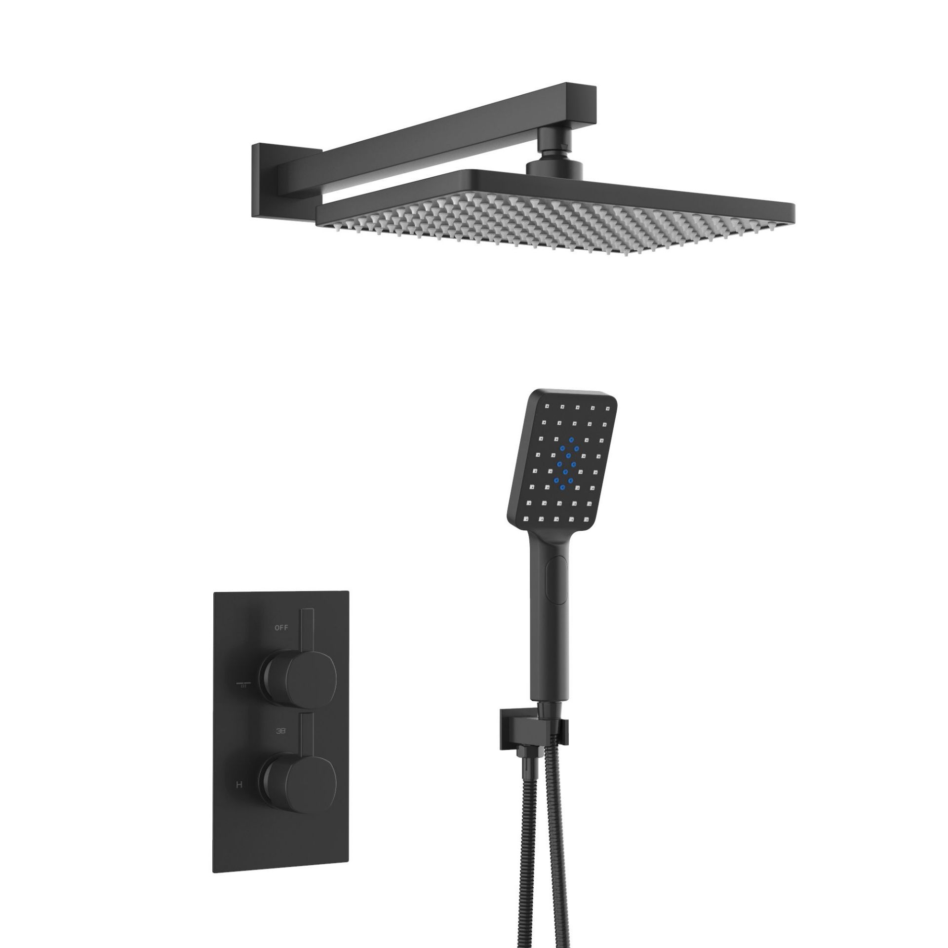 (XM45) Square Concealed Thermostatic Mixer Shower Kit & Large Head, Matte Black. Premium on trend - Image 4 of 4