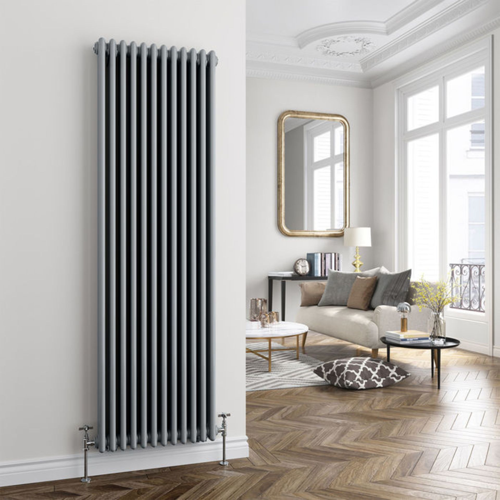 (XM74) 1800x554mm Earl Grey Triple Panel Vertical ColosseumTraditional Radiator. RRP £554.99.Made - Image 2 of 4