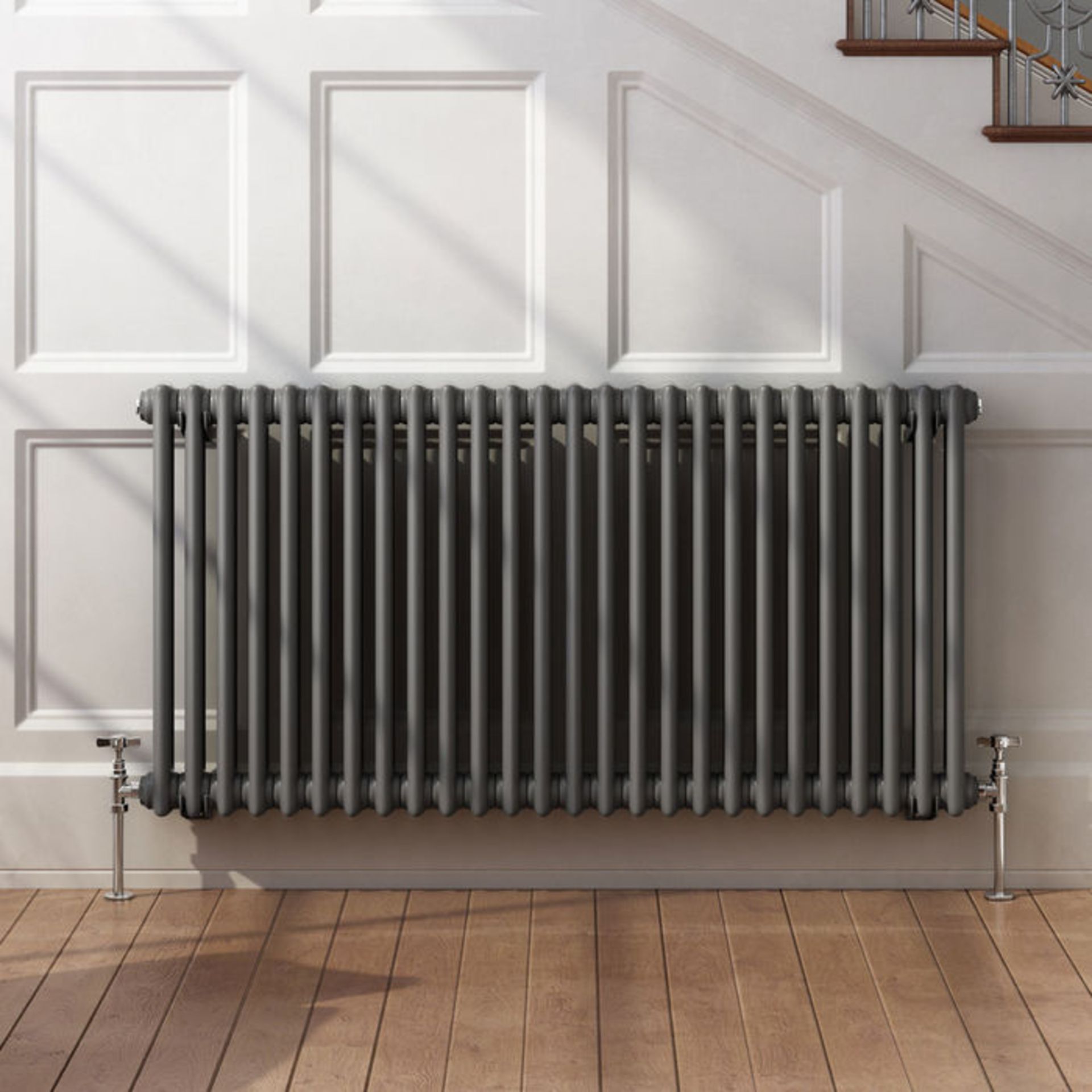 (XM10) 600x1188mm Anthracite Double Panel Horizontal Colosseum Traditional Radiator. RRP £399.99. - Image 2 of 4