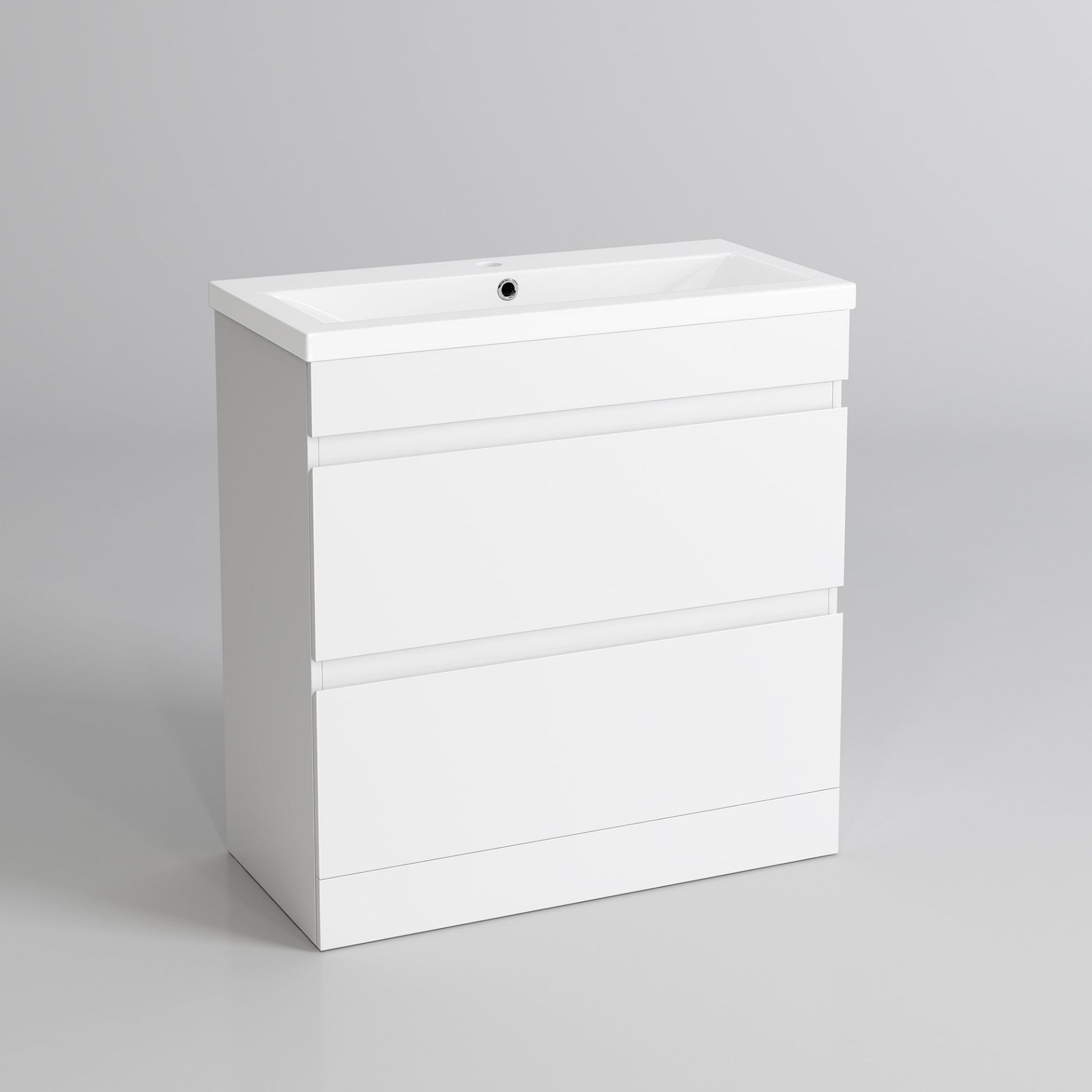 (XM185) 800mm Trent High Gloss White Double Drawer Basin Cabinet - Floor Standing. RRP £499.99. - Image 2 of 4