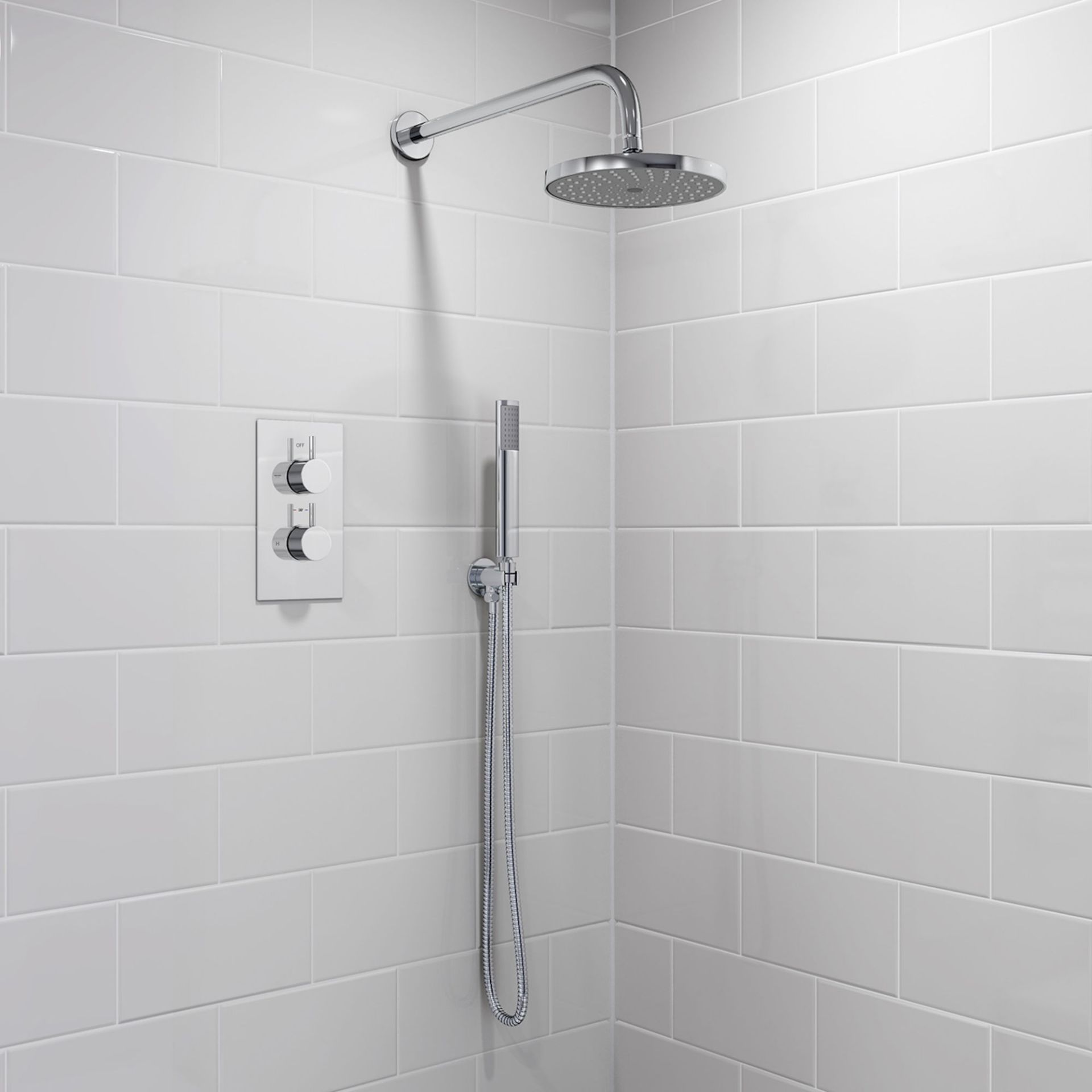 (XM46) Round Concealed Thermostatic Mixer Shower Kit & Medium Head. Family friendly detachable - Image 4 of 9